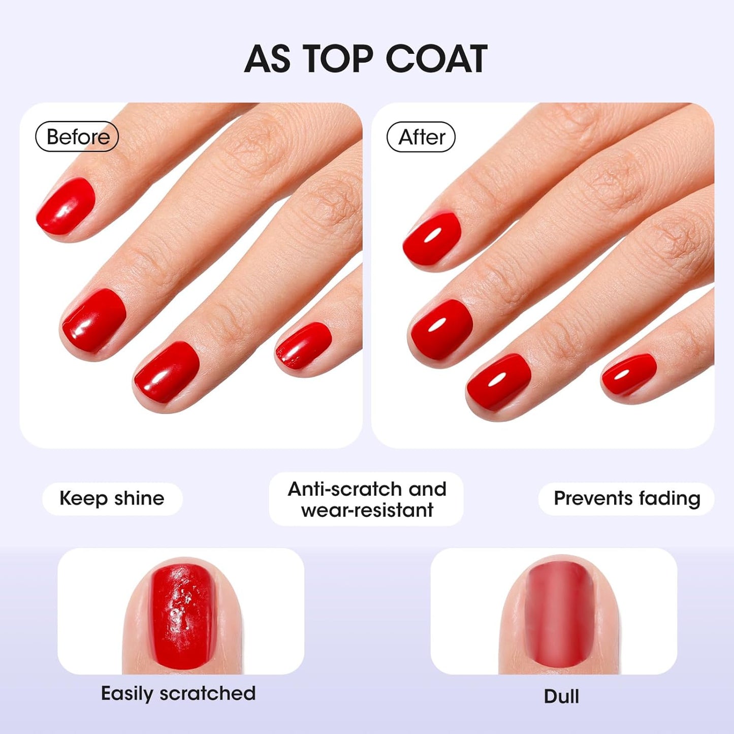 GELLEN 3-In-1 Clear Nail Polish Base Top Coat, Nail Strengthener Growth, Breathable Nail Polish, Treatment For Damaged Dry Nails, Keratin & Vit E, Air Dry, Hema Free, Non-toxic, Anti-yellowing