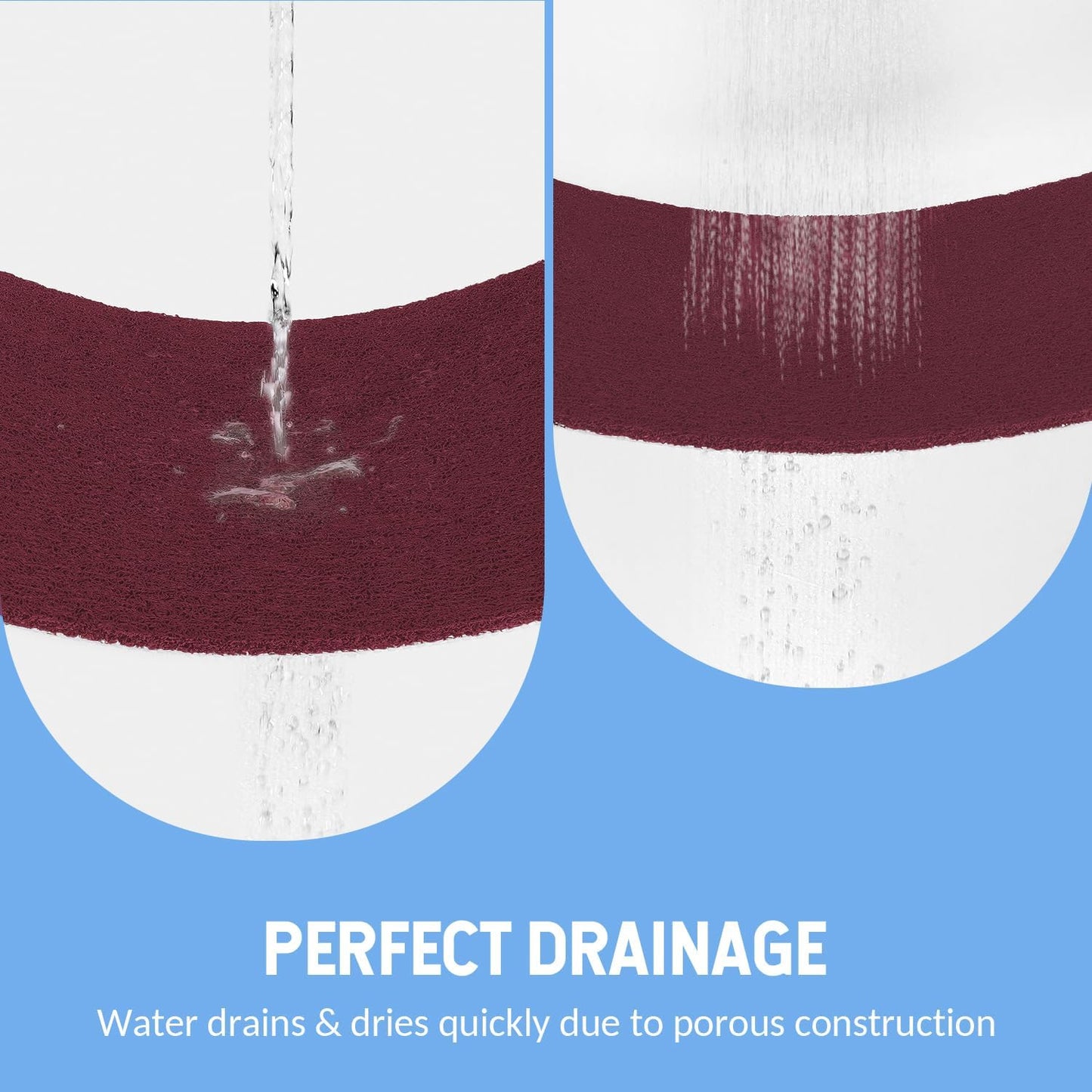 Non-Slip Bathtub Mat, Anti Slip Shower Mat, Fast Drying Bathtub Mats, Foot Scrubber Mat, Anti Slip Mat for Tub, Floor, Bathroom, Kitchen, Home, Hotel (Wine Red 40"×16")