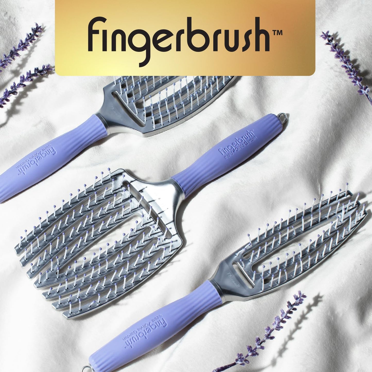 Olivia Garden Fingerbrush - Ionised Nylon Bristles - Medium Size - Purple Silver