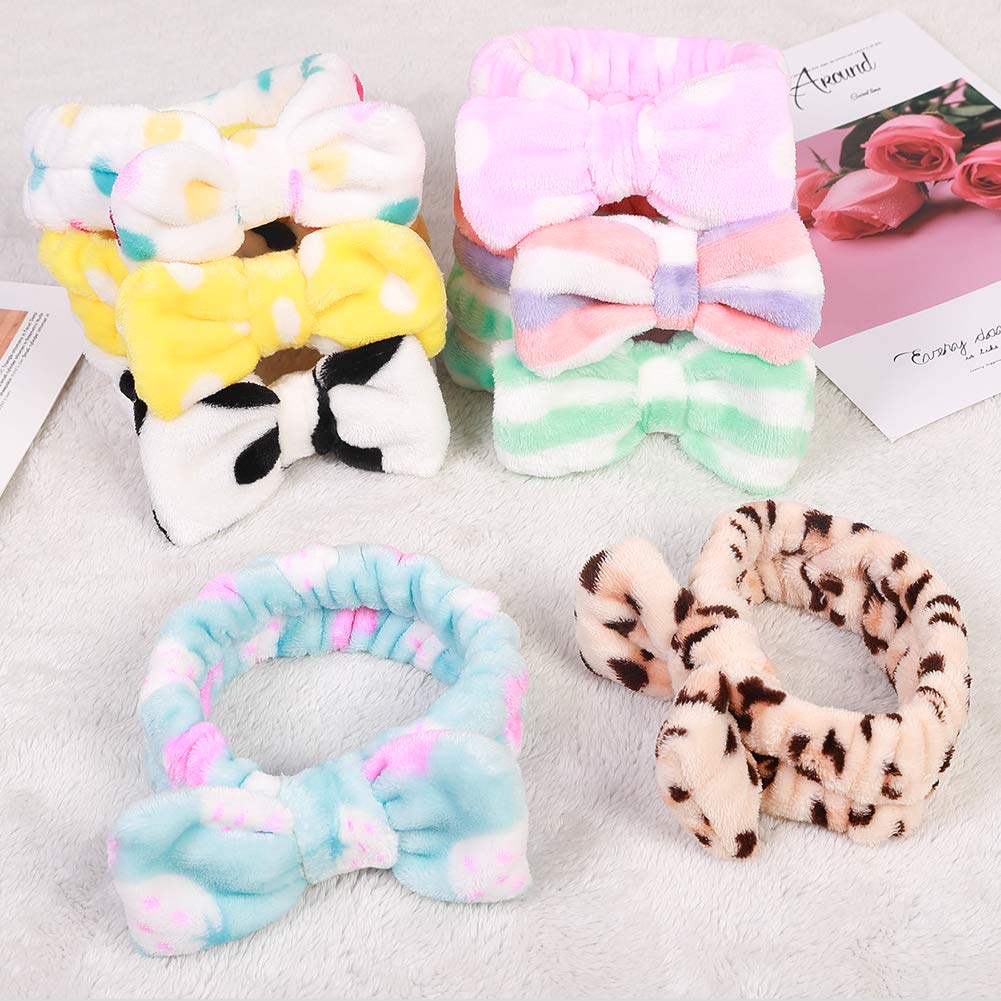 Stocking Stuffers for Teen Girls, 8 Pack Bow Spa Skincare Headband for Washing Face, Christmas Gifts Spa Party Favors Bulk Gifts for Teens Girls