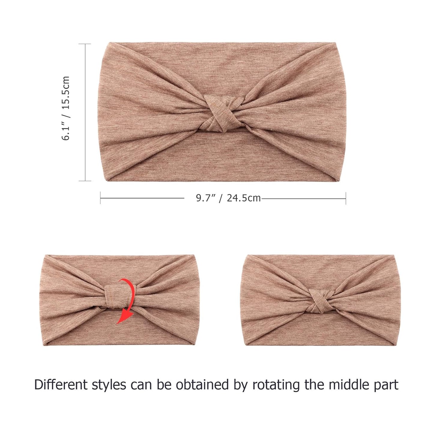 DRESHOW 4 Pack Turban Headbands for Women Wide Vintage Head Wraps Knotted Cute Hair Band Accessories