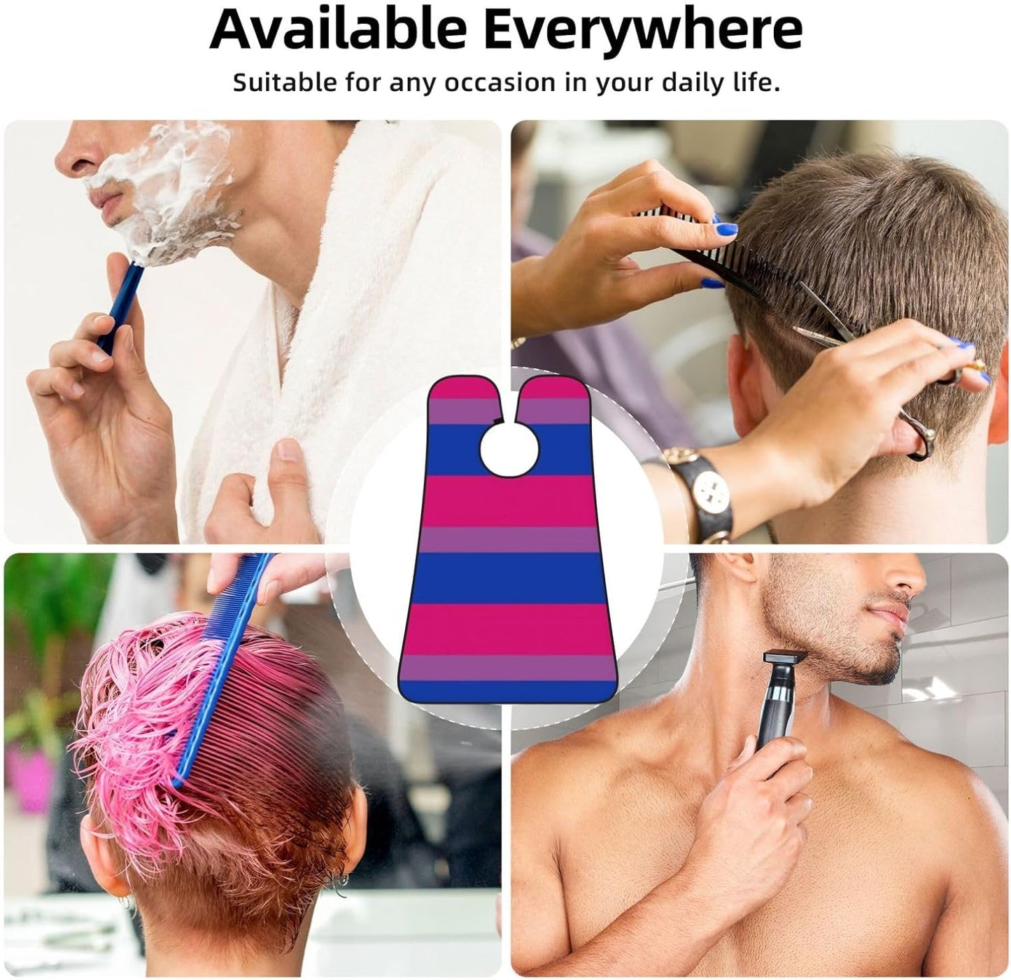 Waterproof Beard Grooming Bib, LGBT Pride Flag Bisexual Shave Bib, Non-Stick Hair Catcher for Shaving Trimming, Apron Essential for Men Dad