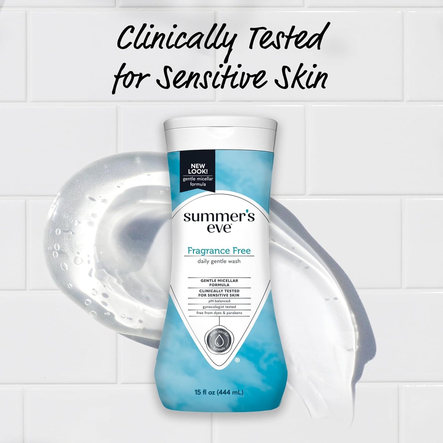 Summer's Eve Fragrance Free Gentle Daily All Over Feminine Body Wash, Removes Odor, Feminine Wash pH Balanced, 15 fl oz (Pack of 2)