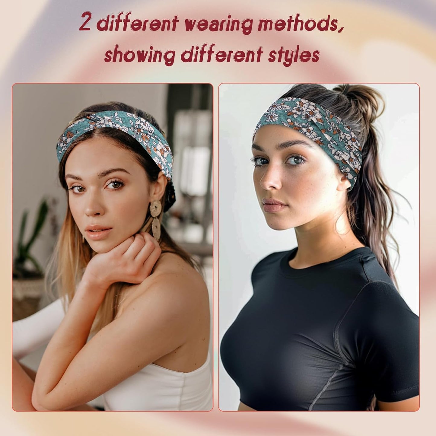 obeoby 8 Pack Headbands for Women, Boho Style Headbands Non Slip Fashion Wide Headband Hair Wrap Stocking Stuffers for Women Girls