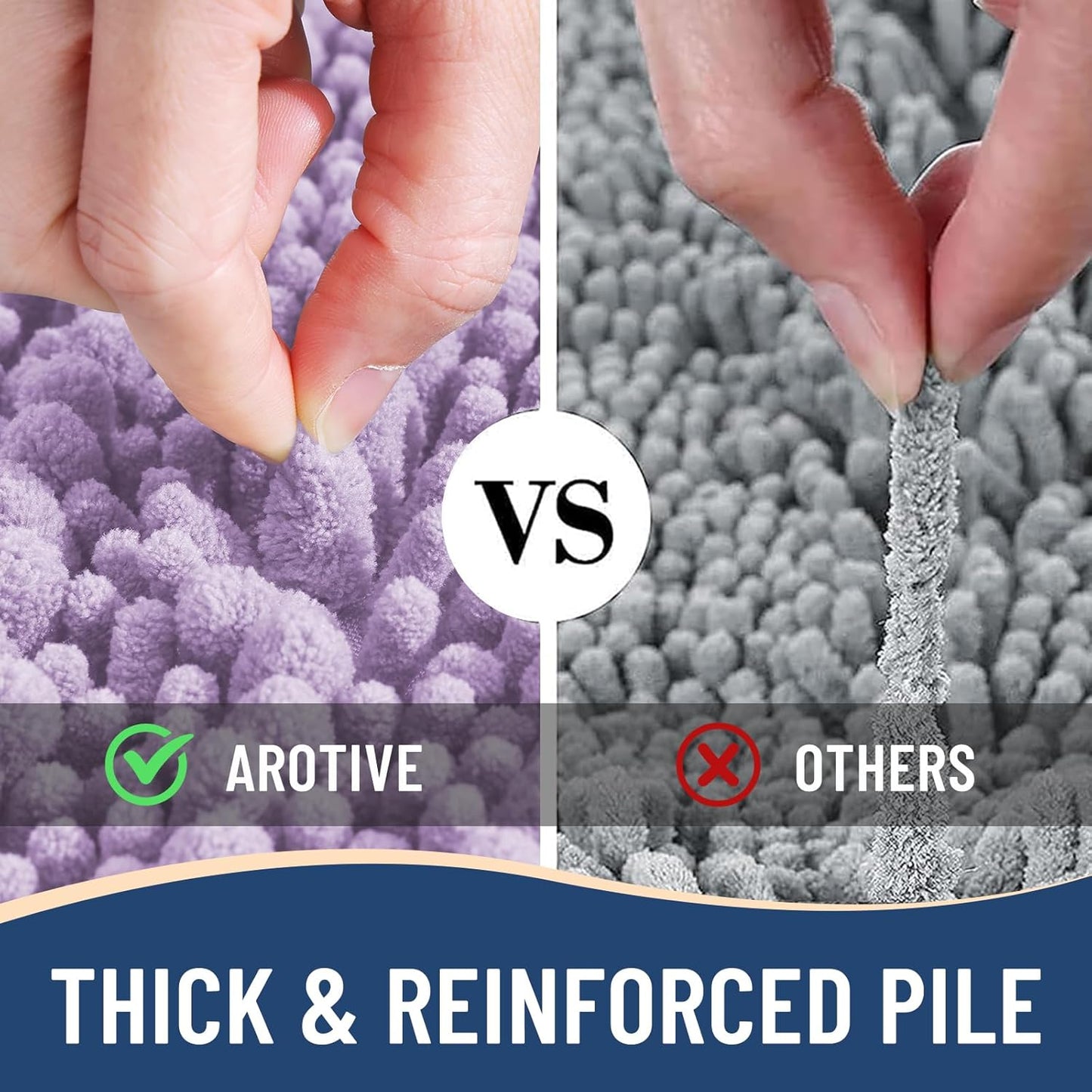 Arotive Luxury Chenille Bathroom Rug Mat, Extra Soft Thick Absorbent Shaggy Bath Rugs, Non-Slip Machine Wash Dry, Plush Bath Mats for Bathroom, Shower and Tub, 36x24, Light Purple