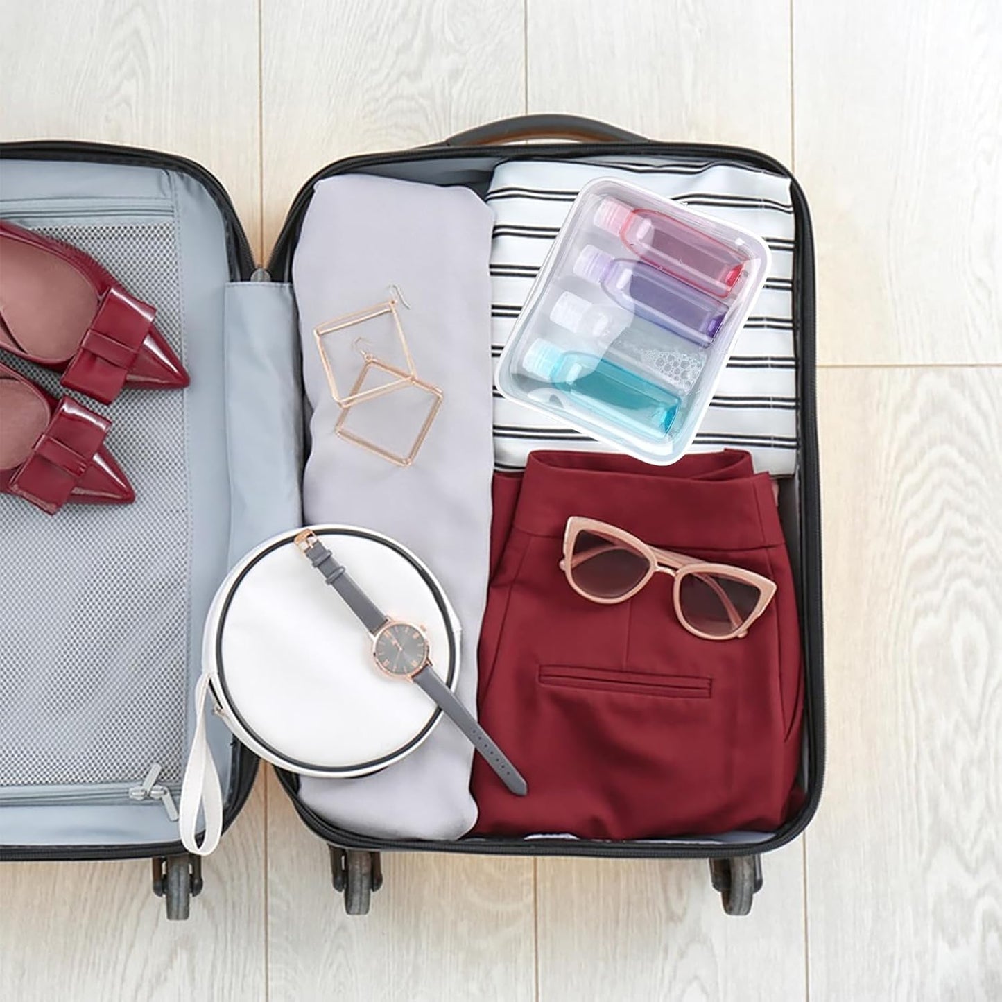 Cosywell Travel Bottles 4pcs 3.4oz Shampoo Containers TSA Approved Leak Proof Flip Cap Squeeze Bottles