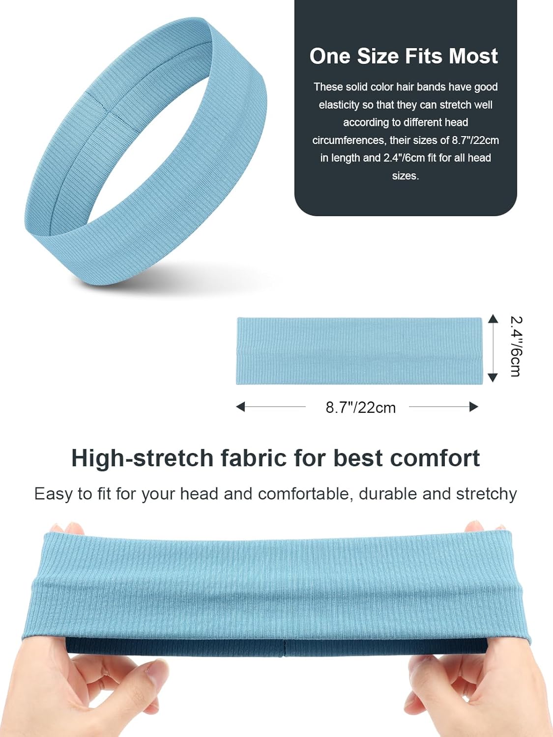 DRESHOW 8 Pack Sports Headbands for Women Non-Slip Stretchy Fashion HairBand Curly Hair Headband Soft Hair Accessories for Daily Wear Workout Yoga Running