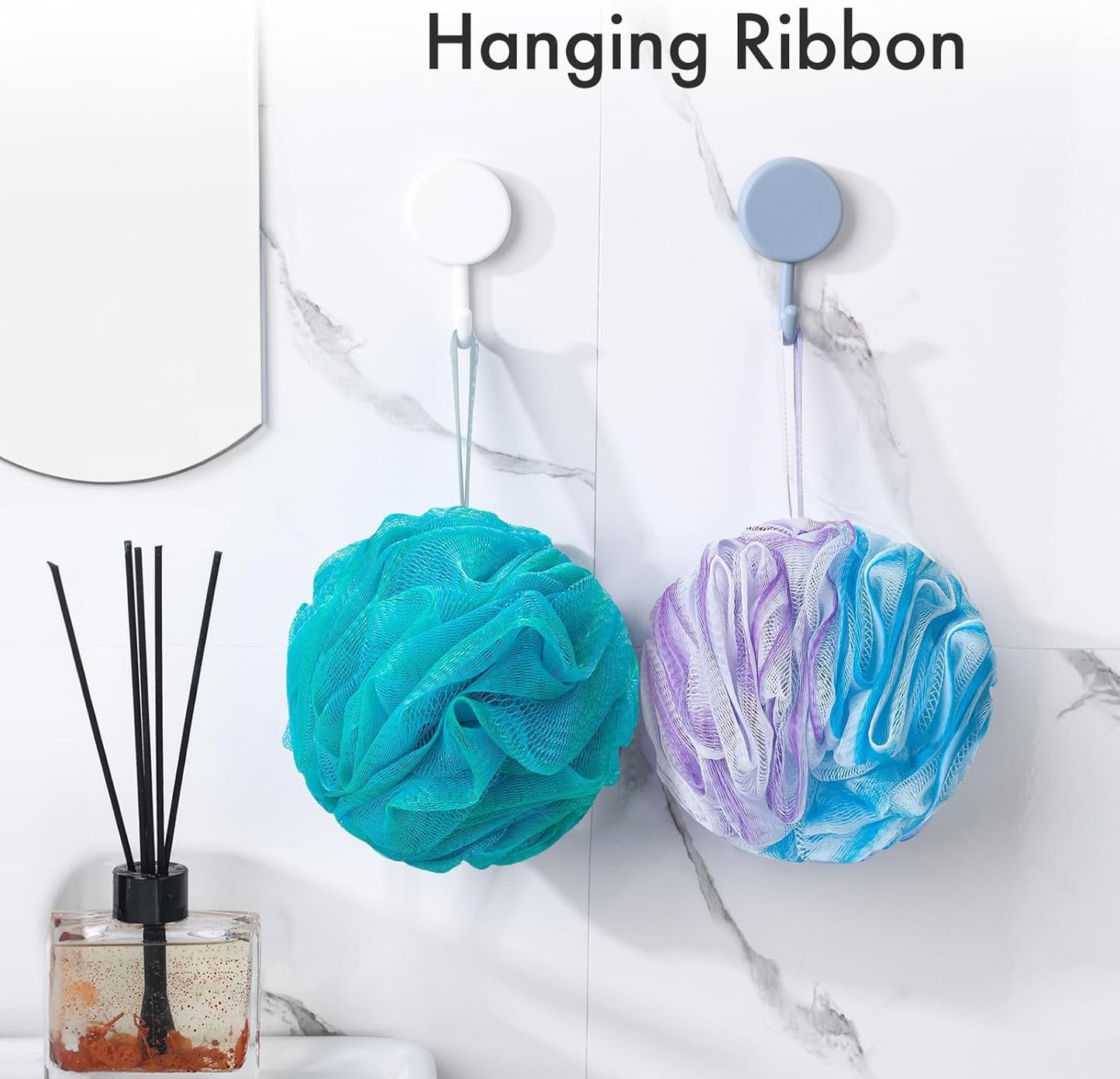 AmazerBath Charcoal Loofah Sponge, Shower Loofah 60g/PCS - Body Scrubber Loofa Set of 4 - Green, Purple & Blue, Bath Sponge for Men and Women