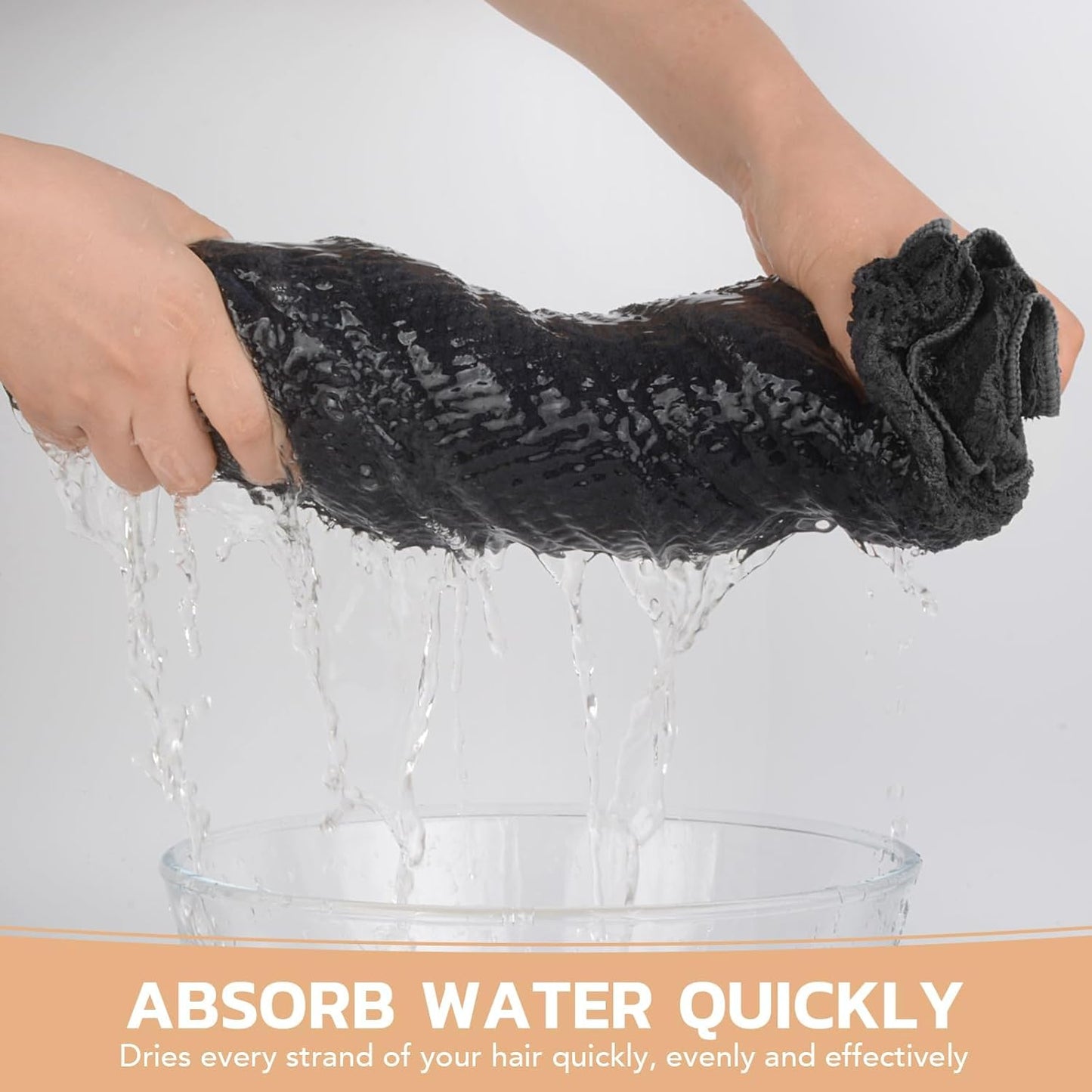 SUNLAND Microfiber Hair Towels Anti Frizz Hair Drying Towel Super Absorbent Fast Drying Turbans for Wet Curly Hair Soft Hair Towel Wrap with Elastic Band for All Hair Types 40 X 28 inches 2Pack Grey