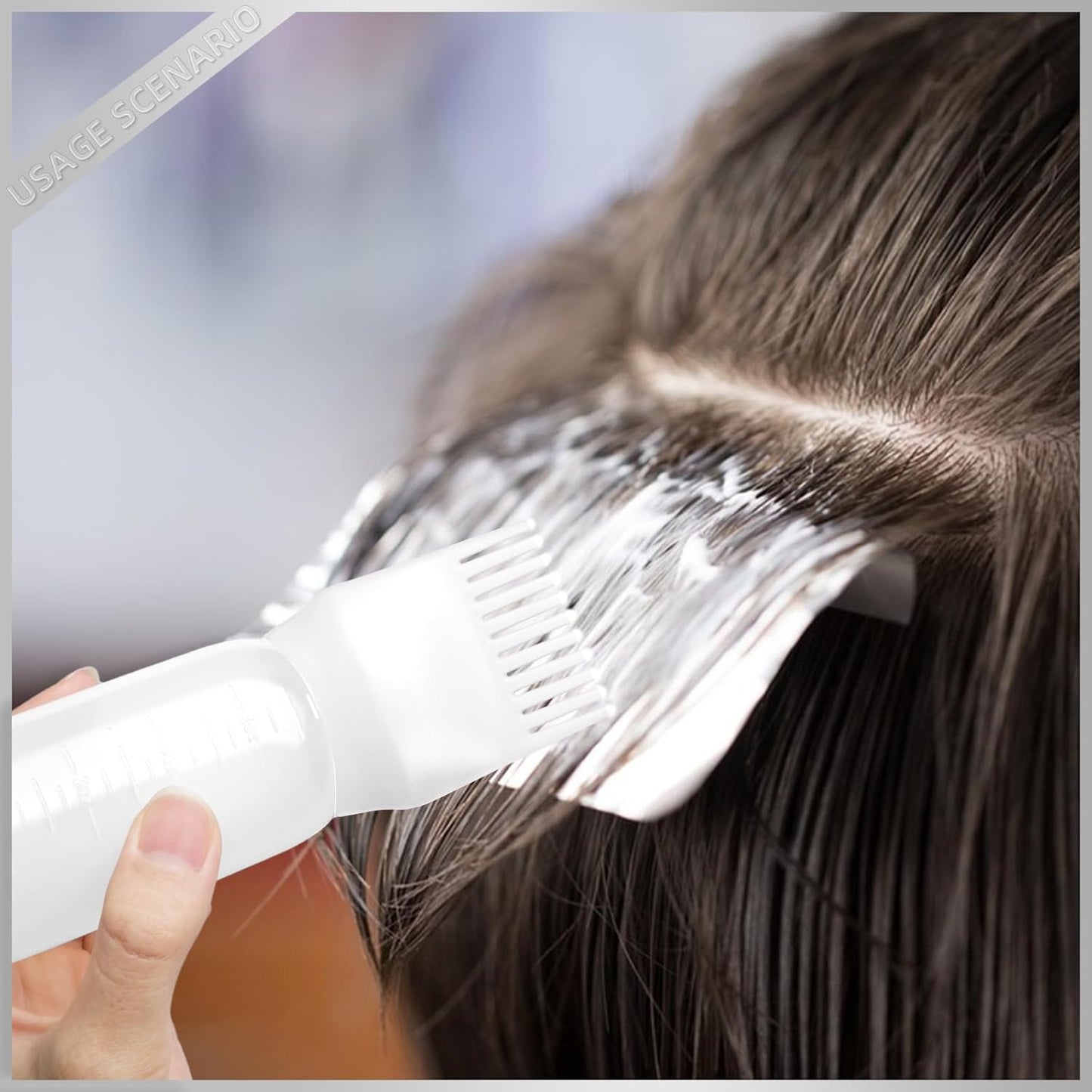 Root Comb Applicator Bottle 6 Ounce, 2 Pack Hair Oil Applicator Hair Dye Bottle Tools with Dispenser Root Comb Brush for Scalp Oil Hair Oiling Applicator - white