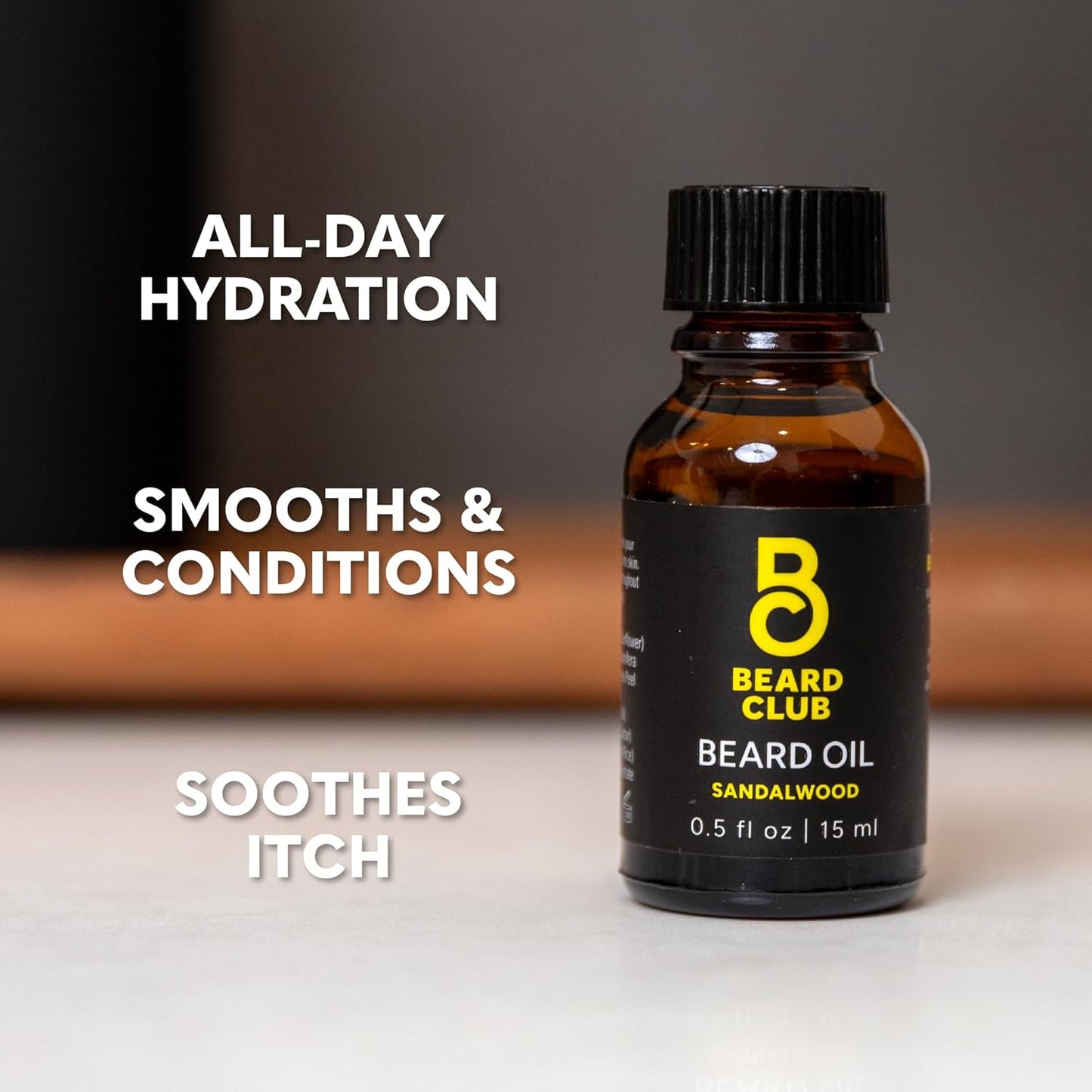 The Beard Club Premium Sandalwood Beard Oil for Men - Natural Castor & Sunflower Seed Oils - Beard & Mustache Conditioner - Hydrates, Moisturizes & Soothes Dry Skin - Strengthens Follicles (2PK)