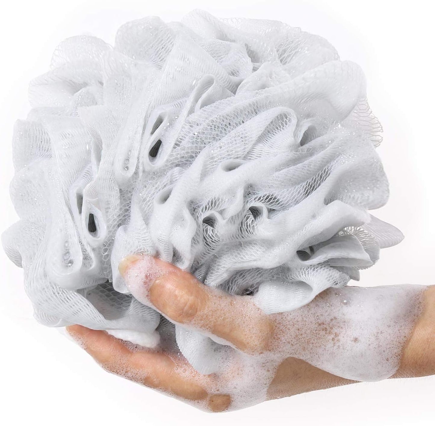 BTYMS 4 Pieces Large Loofah Sponge Shower Puff Bath Scrunchie 75g/pc Shower Sponge Body Loofahs Pouf Mesh Pouf for Body