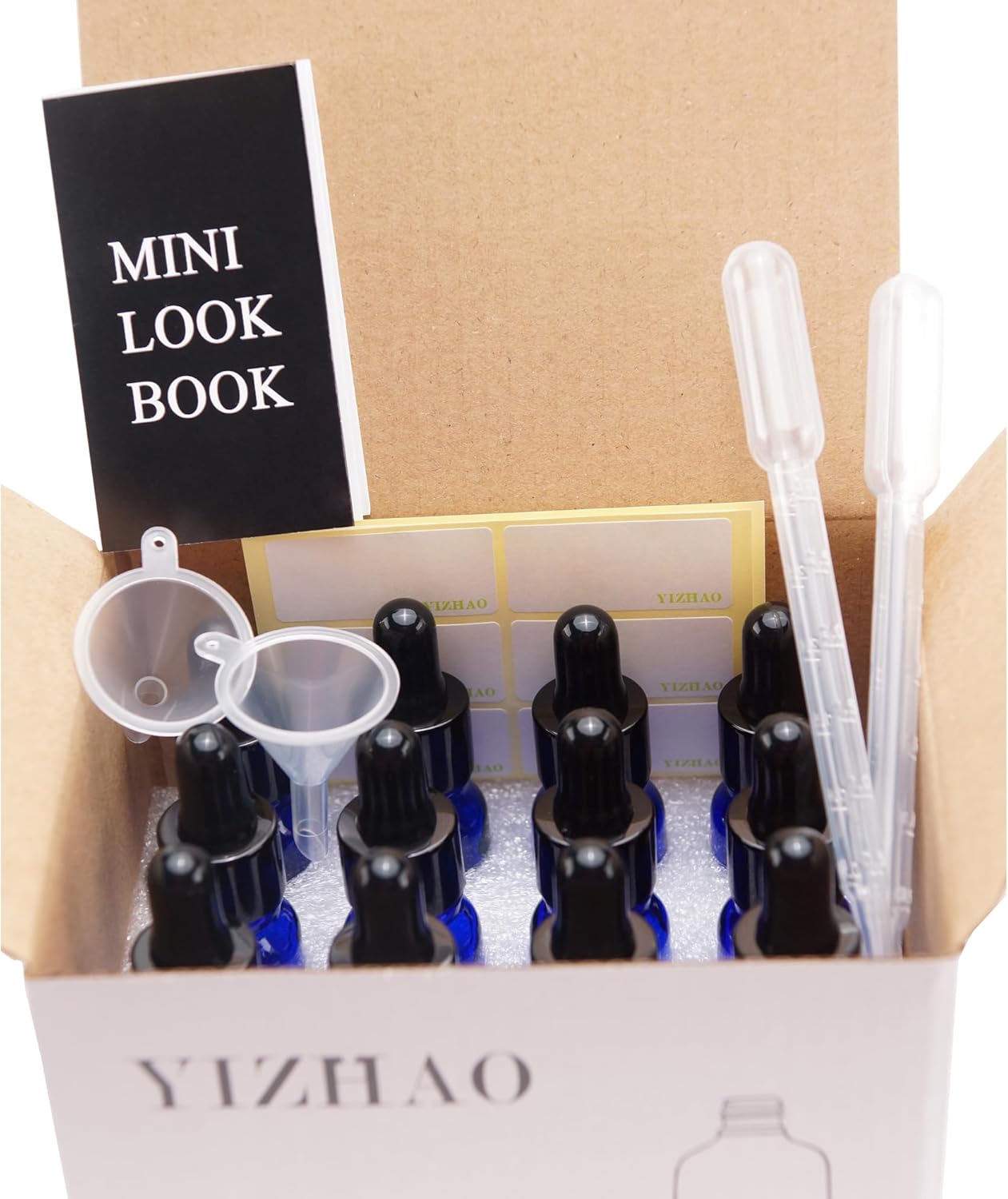 YIZHAO Amber Glass Dropper Bottle 10ml, Tincture Bottles with Glass Dropper, for Essential Oils, Aromatherapy, Cosmetic, Laboratory, Pharmacy, Liquids, Travel –12 Pcs