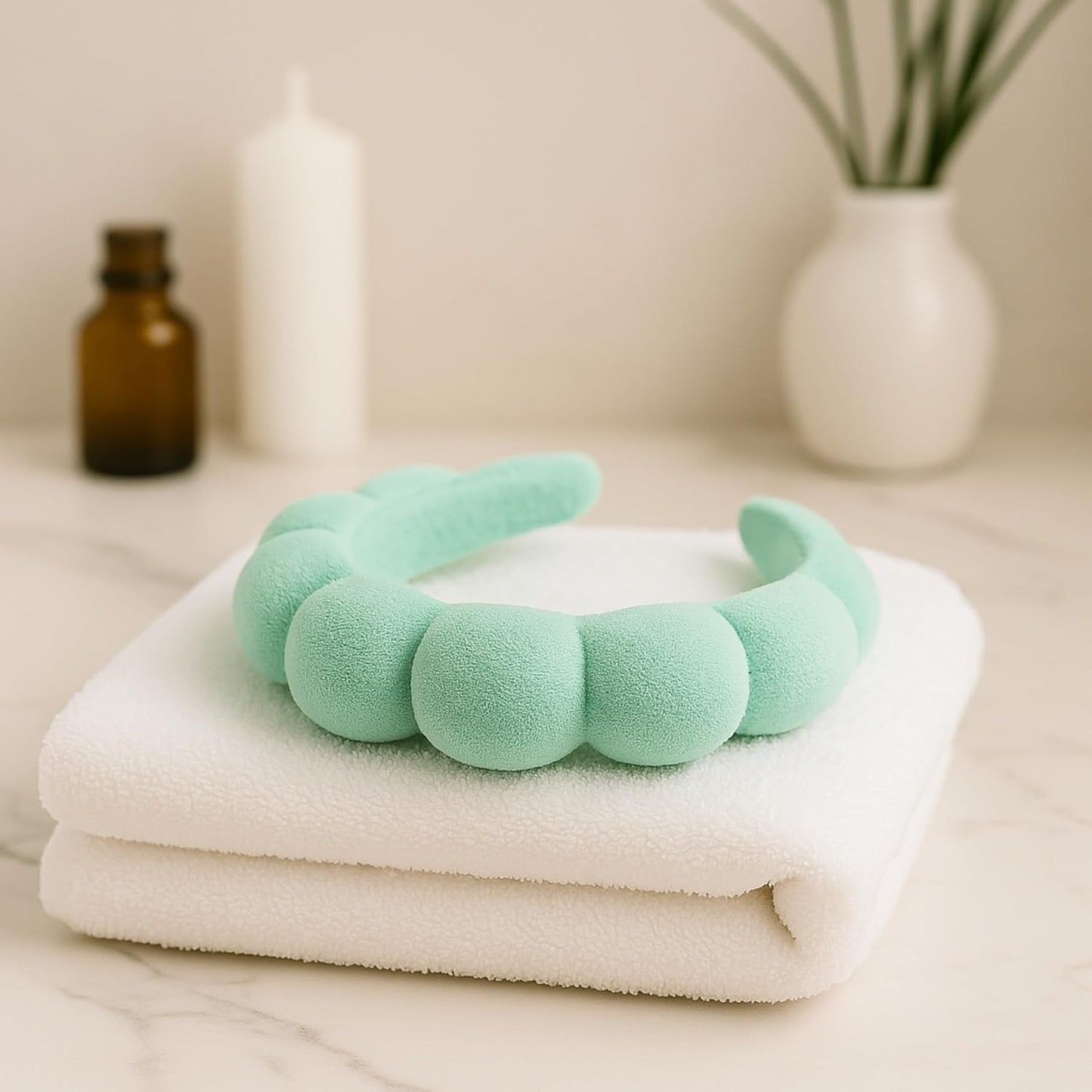 Skincare Headband - Hair Band for Washing Face & Makeup Headband for Women - Terry Cloth Hairband for Spa & Skincare Routines - Perfect for Face Wash & Makeup Application (Light Turquoise)