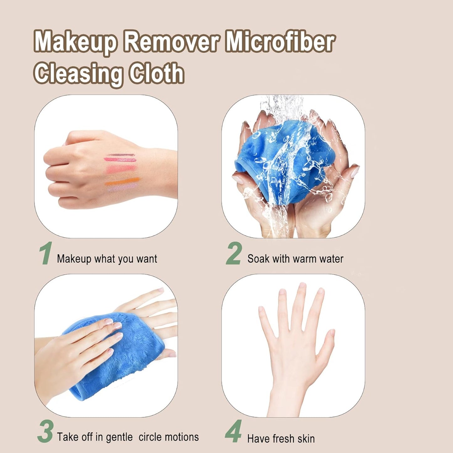 KODAMO Makeup Remover Cloth, Reusable Makeup Remover Pads Washable with Mesh Bag, Microfiber Makeup Removal Face Wash Cloths with Just Water, Gentle Soft, 12 Pack