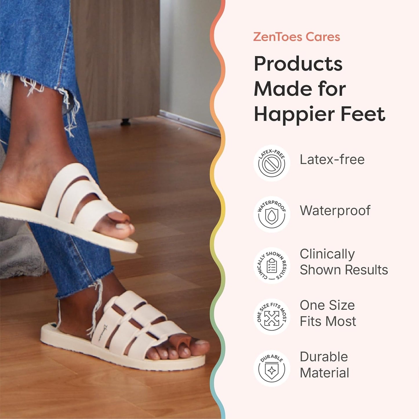 ZenToes Gel Toe Separators for Overlapping Toes, Bunions, Big Toe Alignment, Corrector and Spacer - 4 Pack (Cocoa)