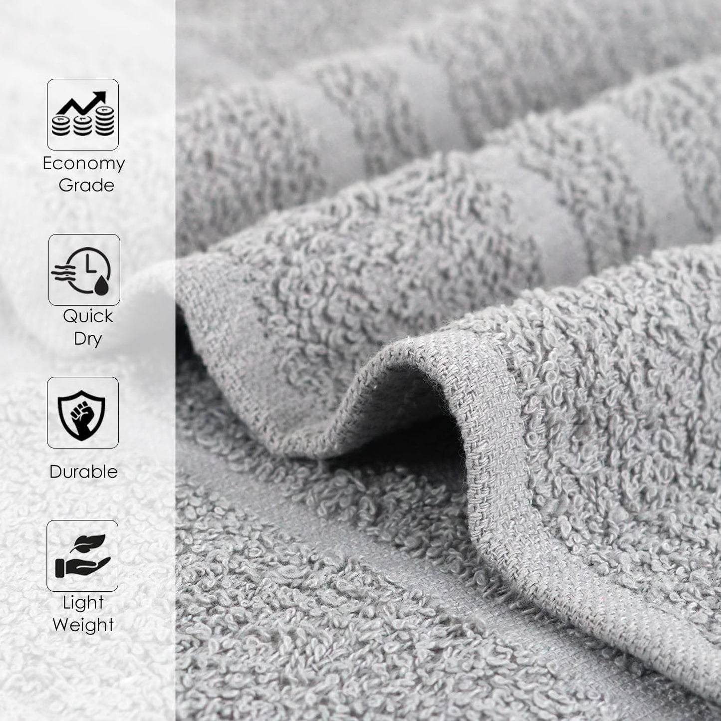 Hand Towels (Pack of 24) Grey Economy Salon Towels - 100% Cotton Spa Towel – 16 x 27 Inches Highly Absorbable, Facial, Gym, Hair Towels Face Towels Bulk