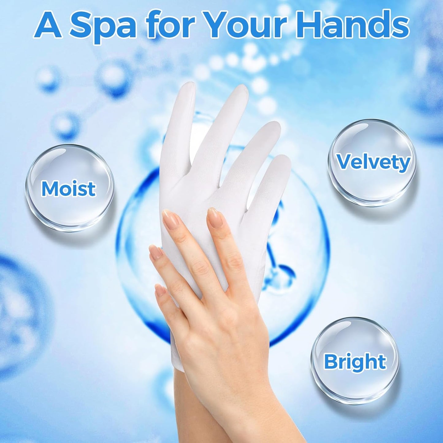 Donfri 6 Pairs White Moisturizing Gloves Overnight Cotton Gloves for SPA, Dry Hands Eczema, Hand Care, Day and Night Healing,Reusable