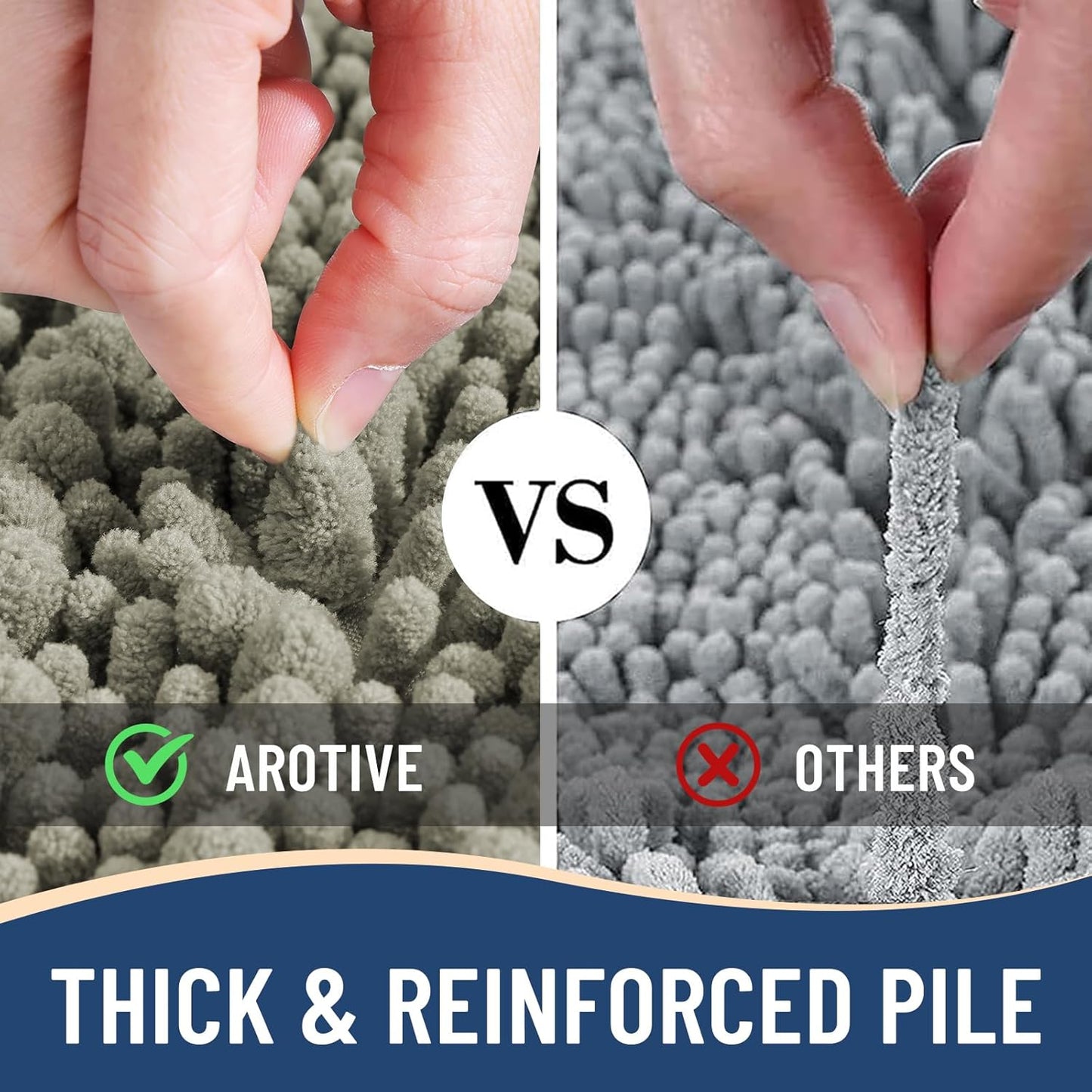 Arotive Luxury Chenille Bathroom Rug Mat, Extra Soft Thick Absorbent Shaggy Bath Rugs, Non-Slip Machine Wash Dry, Plush Bath Mats for Bathroom, Shower and Tub, 36x24, Warm Taupe