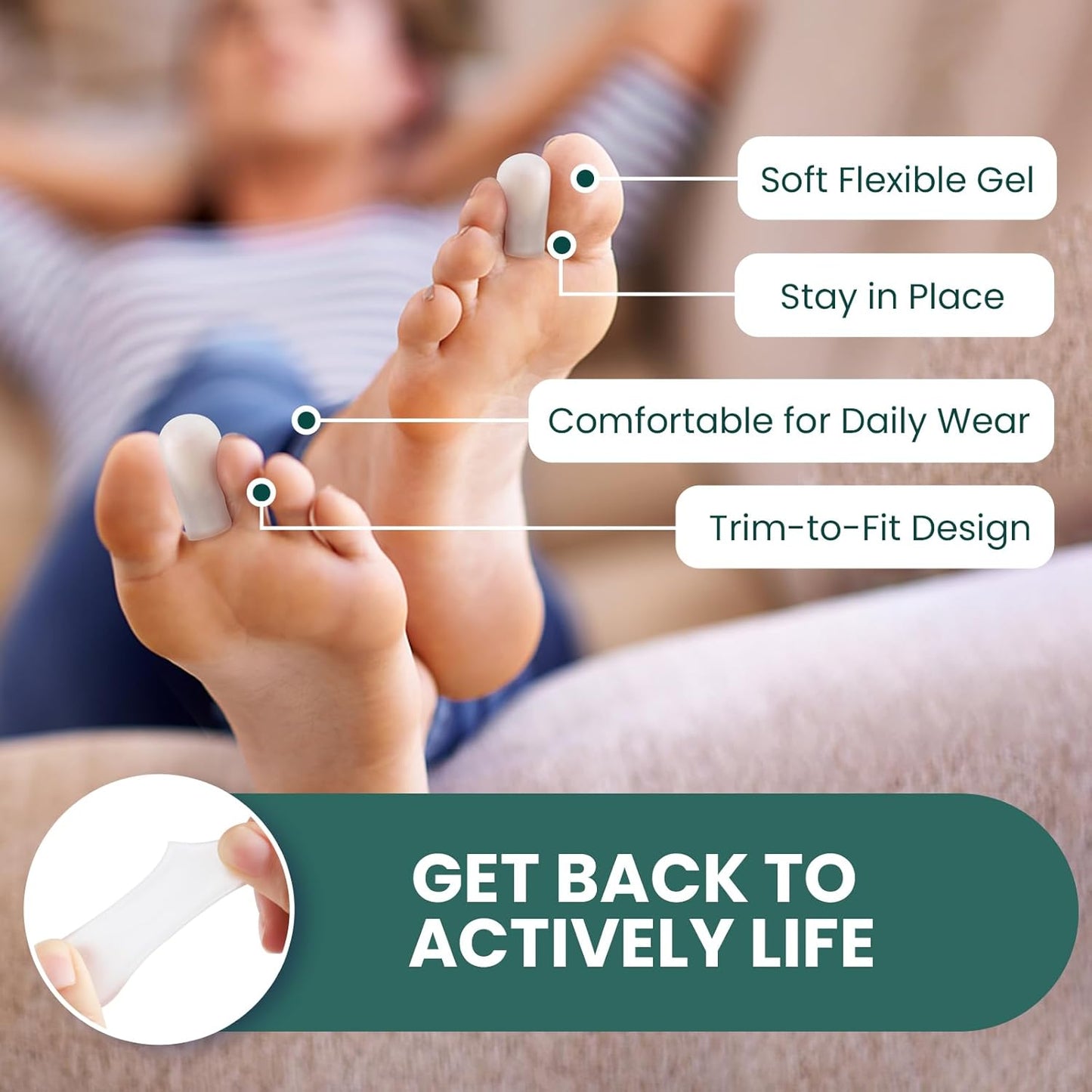 Bukihome Small Gel Toe Protectors - 8 Pack Toe Sleeves with Aloe Vera Extract - Silicone Toe Caps and Toe Protectors for Corns, Calluses, Blisters, Ingrown Toenails