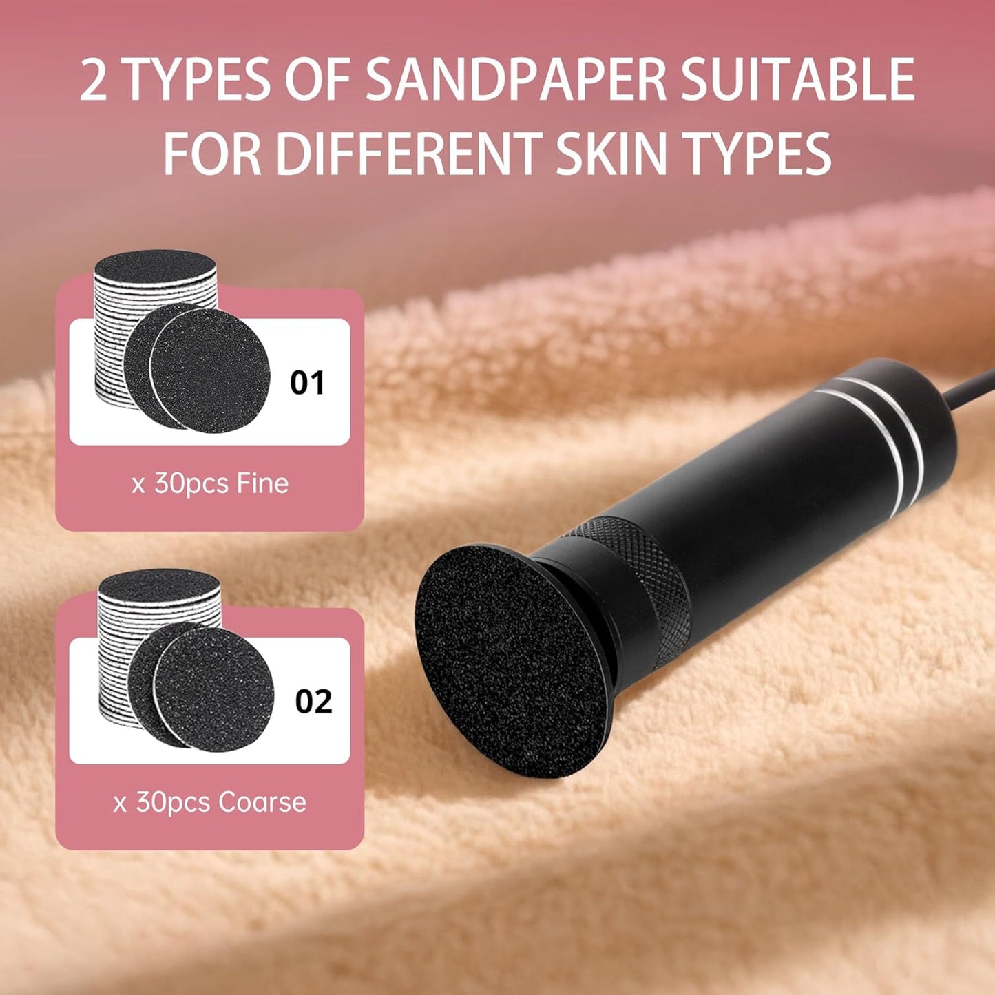 FSA&HSA Eligible Electric Foot Callus Remover with 60pcs Sandpaper Discs, Professional 1200RPM Aluminum Callus Remover for Feet, Stepless Speed Control Foot File for Dead Skin (Black)