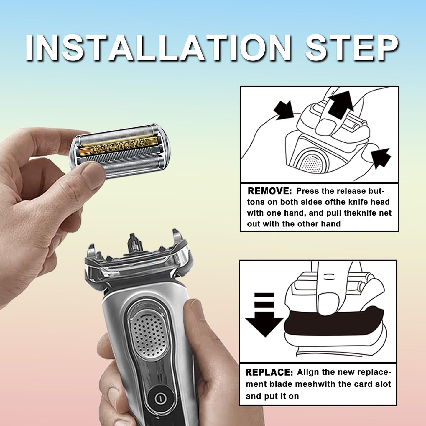 NEW Series 9 Pro 94M Bra-un Electric Shaver Replacement Head for Men Razor Shaving Compatible with 94M 9290cc, 9291cc, 9370cc, 9376cc, 9293s, 9260s, 9295cc, 9385cc, 9390cc, 9330s, 9296cc (2PACKS)