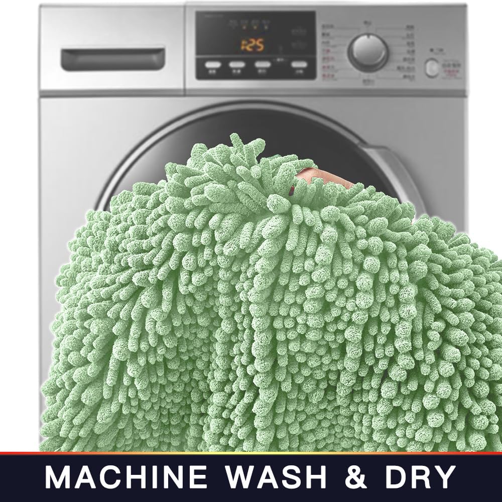 Walensee Bathroom Rug Non Slip Bath Mat (32x20 Sage Green) Water Absorbent Super Soft Shaggy Chenille Machine Washable Dry Extra Thick Perfect Absorbant Best Large Plush Carpet for Shower Floor