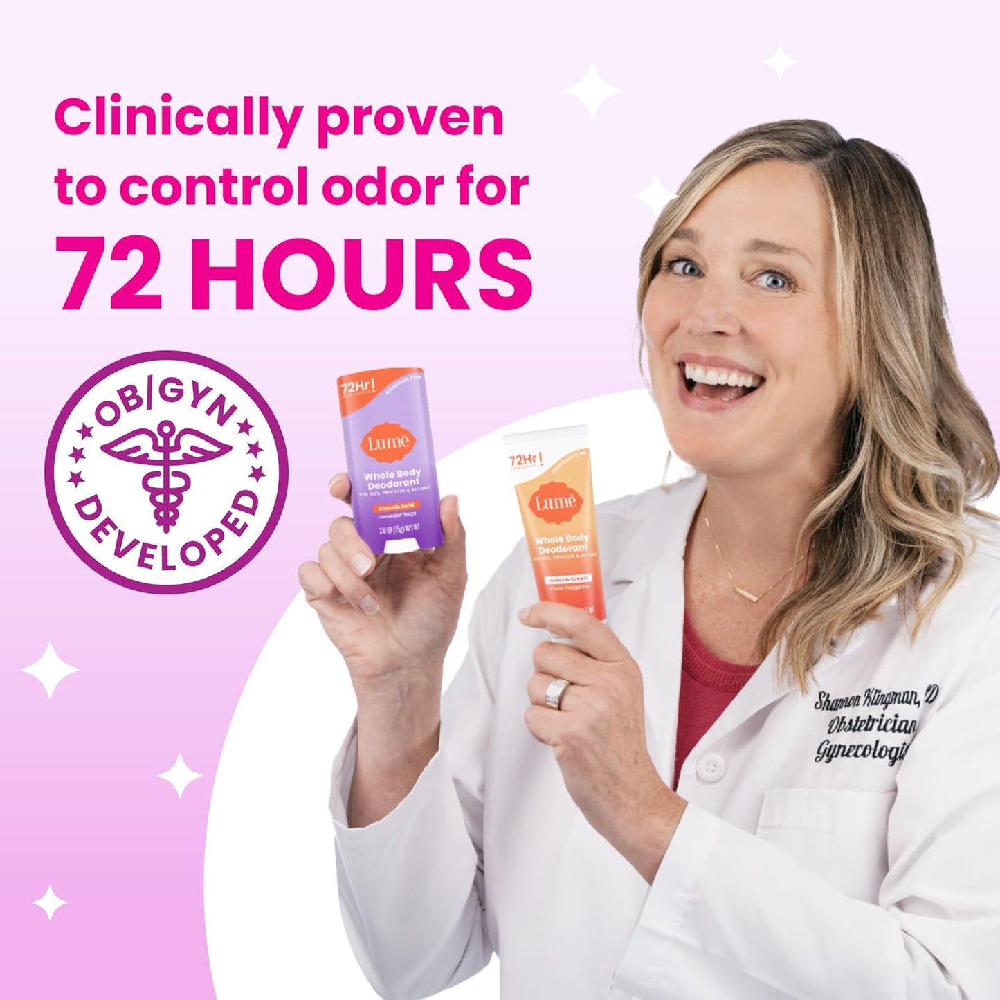 Lume Whole Body Deodorant - Smooth Solid Stick - 72 Hour Odor Control - Aluminum Free, Baking Soda Free and Skin Loving - 2.6 Ounce (Pack of 3) (Fresh Alpine)