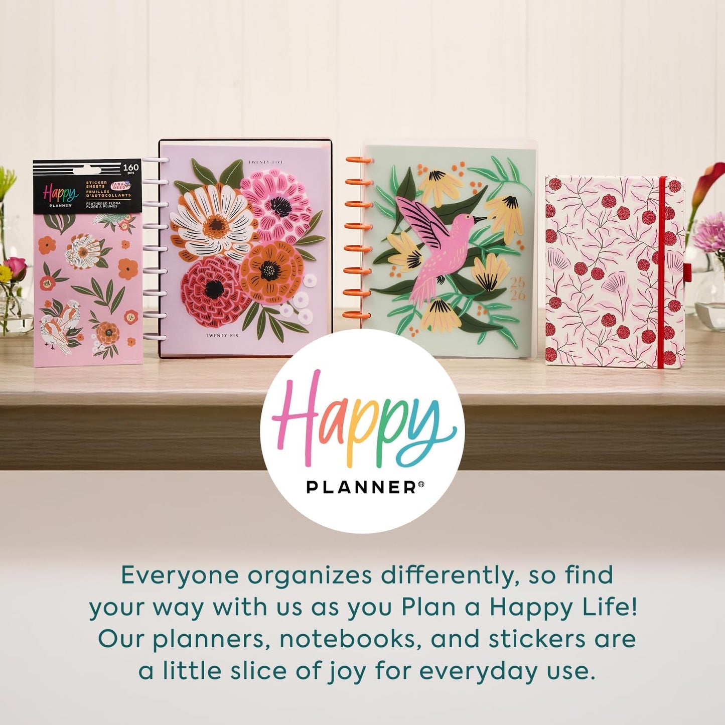 Happy Planner Small Undated Book-Bound Journal with 80 Pages of Thick 100 GSM Paper, A5 Size, Dot-Lined Layout, Mystic Moths