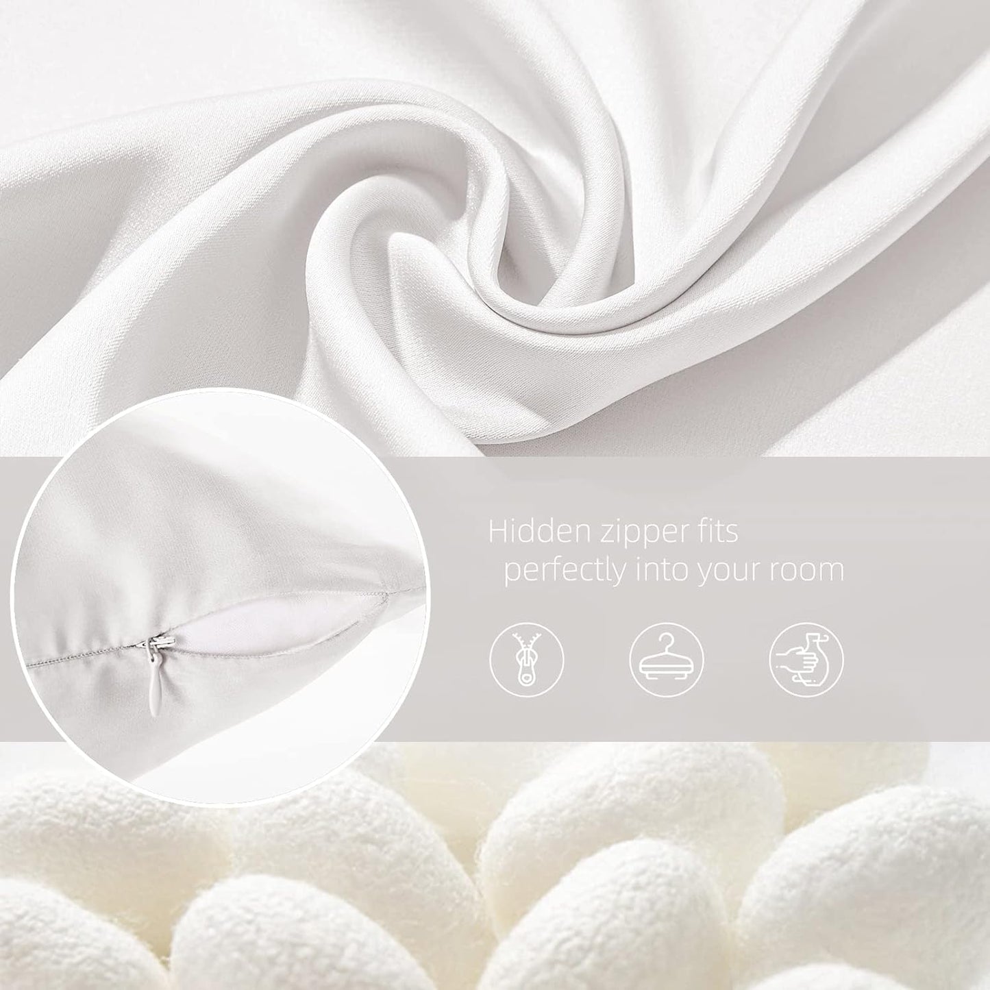 Silk Pillow Cases 2 Pack Mulberry Silk Pillow Cases Soft Breathable Both Sided Natural Silk Pillowcase with Zipper Beauty Sleep Silk Pillow Cases for Gift(King,White)