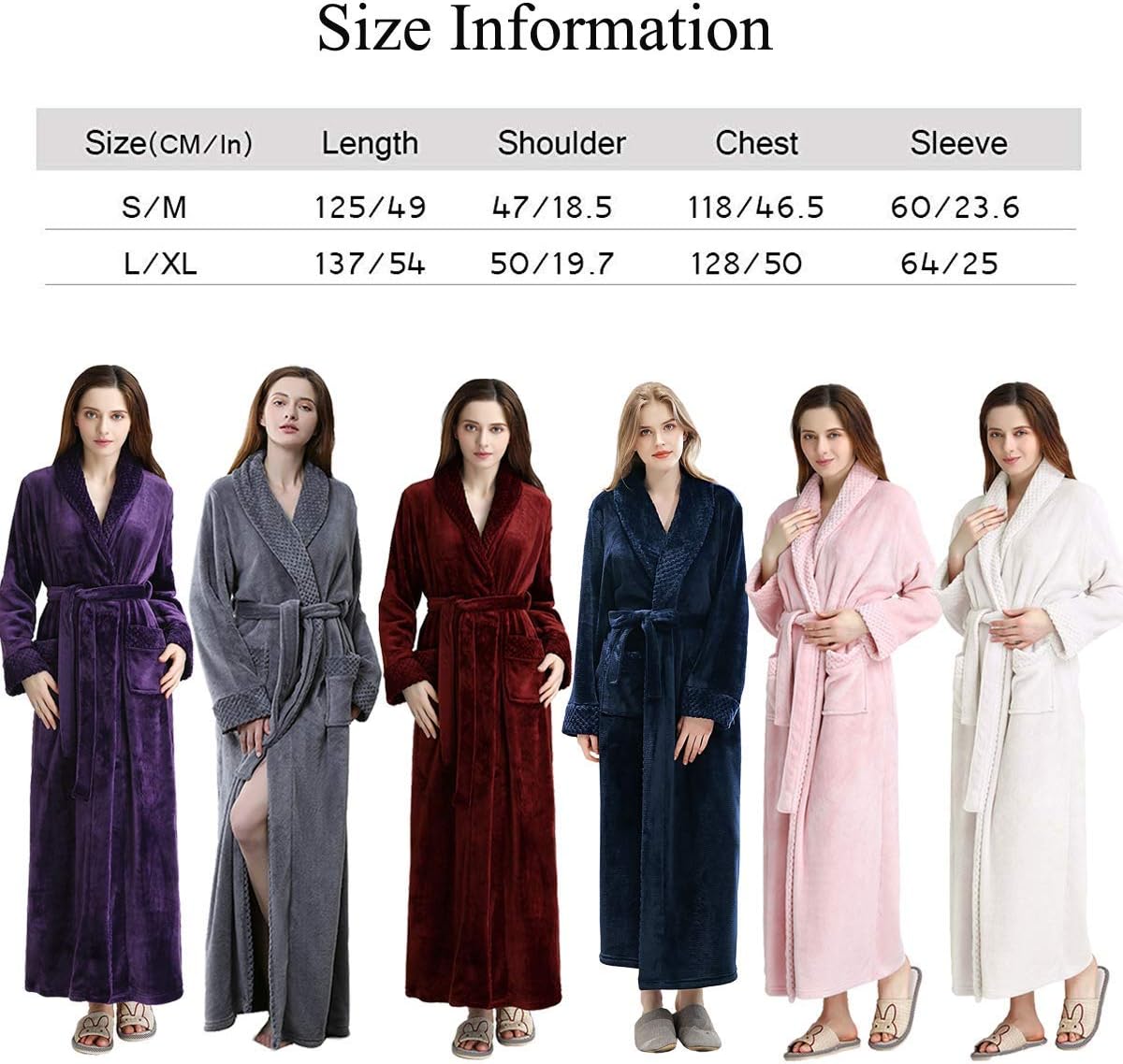 Hellomamma Long Bath Robe for Womens Plush Soft Fleece Bathrobes Nightgown Ladies Pajamas Sleepwear Housecoat