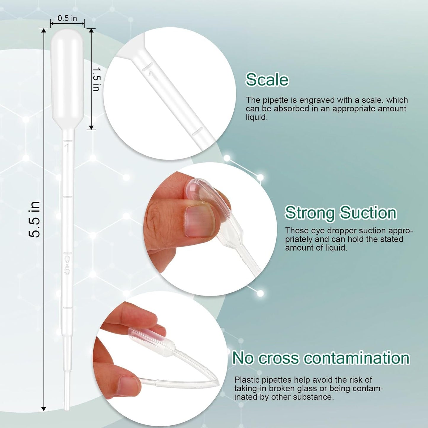 moveland 25Pcs 1ML Pipettes Dropper - Disposable Pipettes Plastic Dropper for Lab Science, Essential Oil, DIY Art, Medicine - Excellent Suction Without Leakage