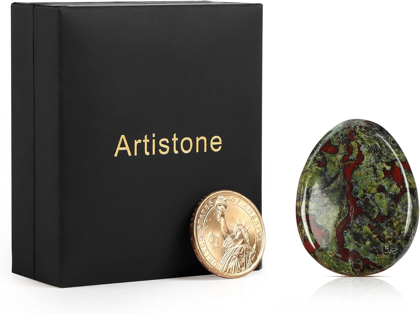 Artistone Crystal Chakra Thumb Worry Stone for Anxiety Tears Chakra Reiki Healing Crystals Pocket Palm Stones Meditation Crystal (Dragon Blood Stone)