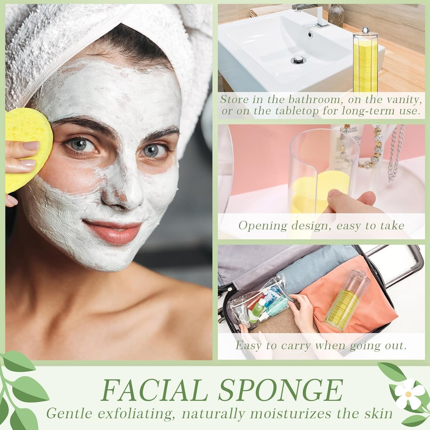 Sieral 120 Pcs Compressed Facial Sponges with Container Disposable Face Sponge Pads for Washing Face Cleansing Exfoliating Esthetician Makeup Removal(Heart,Lemon Yellow)