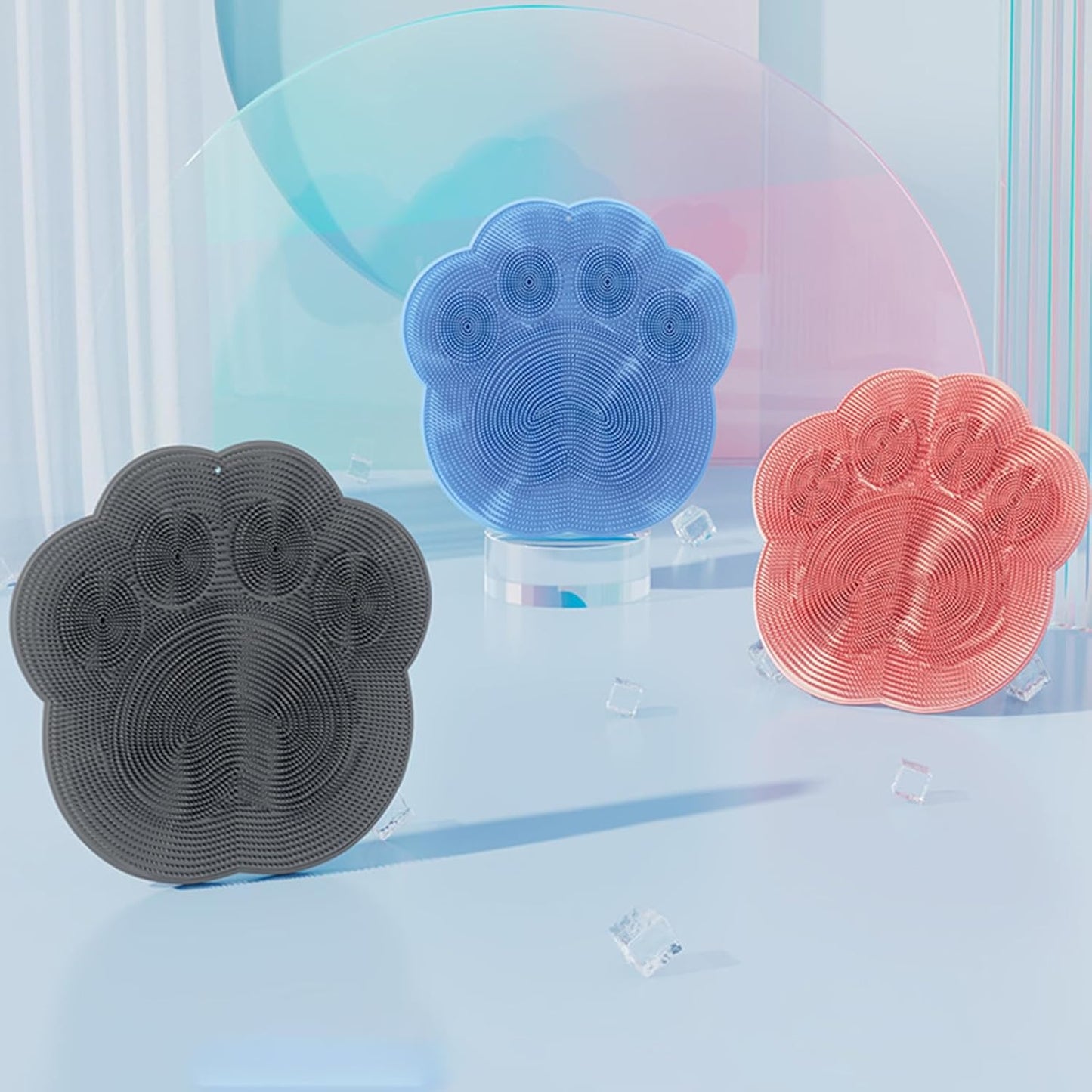 Foot Scrubber in Shower,Shower Foot Scrubber Mat,Silicone Body Scrubber with Suction Cups,Bath Feet Scrub Mat with Storage Hook(Pink)