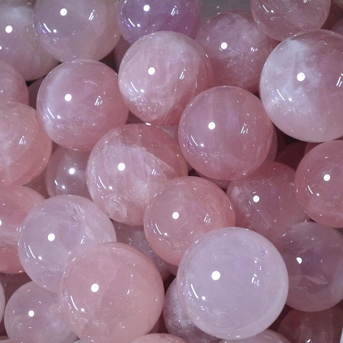 1.4" Rose Quartz Baoding Balls Small Pink Crystal Healing Stress Balls, Hand Balls for Hand Therapy, Stress Relief and Fingers and Wrist Exercise Balls with Carry Pouch (Box-Packed) M27