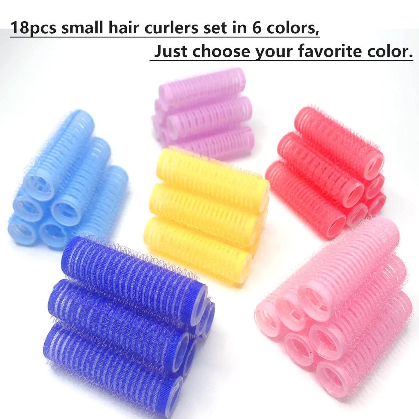 18PCS Self Grip Small Hair Curlers Heatless Roller Hair Curlers Pro Salon Hairdressing Curler DIY Curly Hairstyle Hair Rollers Tools Rat Tail Comb for Women Medium Short Hair(Light Blue)