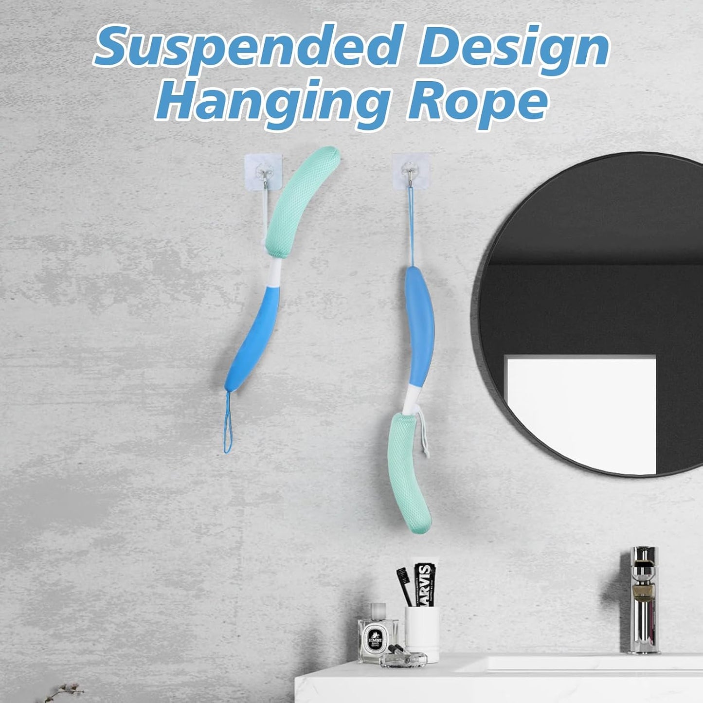 Back Scrubber for Shower,Mesh Sponge Body Shower Brush with Long Handle for Use in Shower Back Scrubber,Back Scrub for Exfoliating Body Scrubber (Blue and Green)