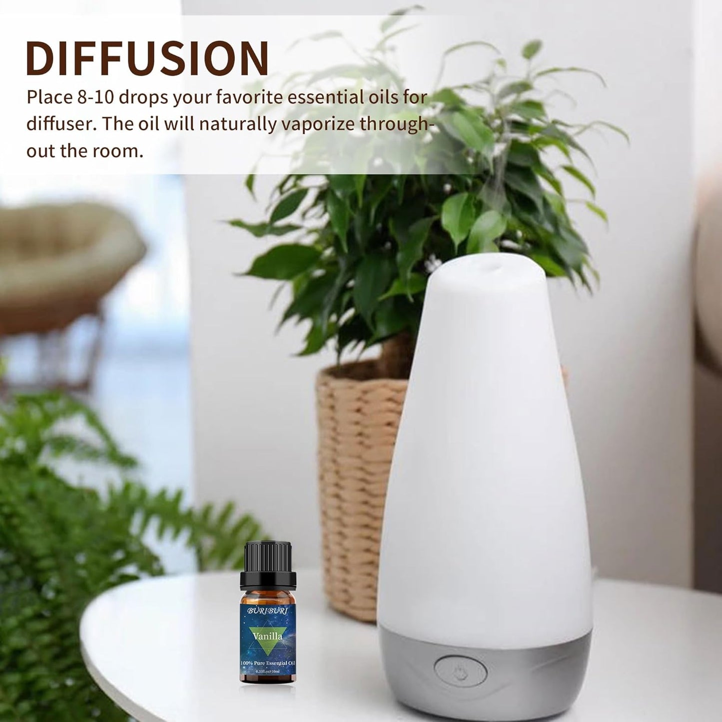 BURIBURI Lavender Essential Oil and Vanilla Oil Essential Oil Set, 100% Pure, Undiluted, Natural Essential Oils Mother's Day Gift Set for Diffuser, Massage (Lavender+Vanilla)