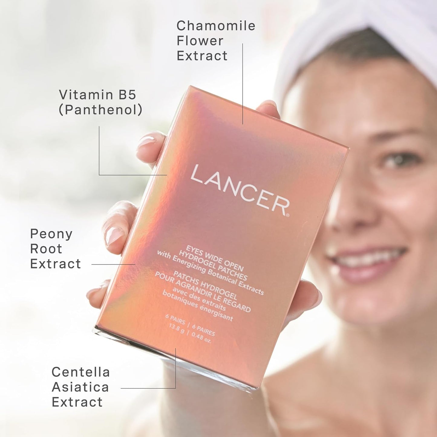 Lancer Skincare Hydrogel Under Eye Patches with Energizing Botanical Extracts, Gel Eye Patches for Under Eye Revitalization (12 Patches)