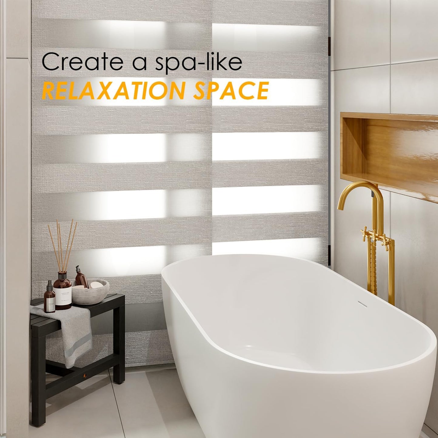 HOLANA 12" Acacia Shower Foot Rest - Wooden Shower Corner Stool Seat for Shaving Legs - Crossbar Corner Shower Benches for Inside Shower - Bath Step Stools Bench for Bathroom (Black)