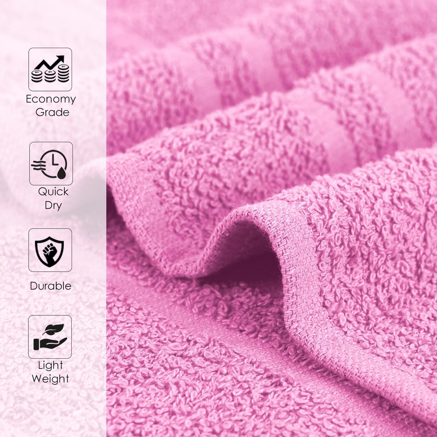 Hand Towels (Pack of 40) Pink Economy Towels Salon Towels - 100% Cotton Spa Towel – 16 x 27 Inches Highly Absorbable, Facial, Gym, Hair, Face Towels Bulk