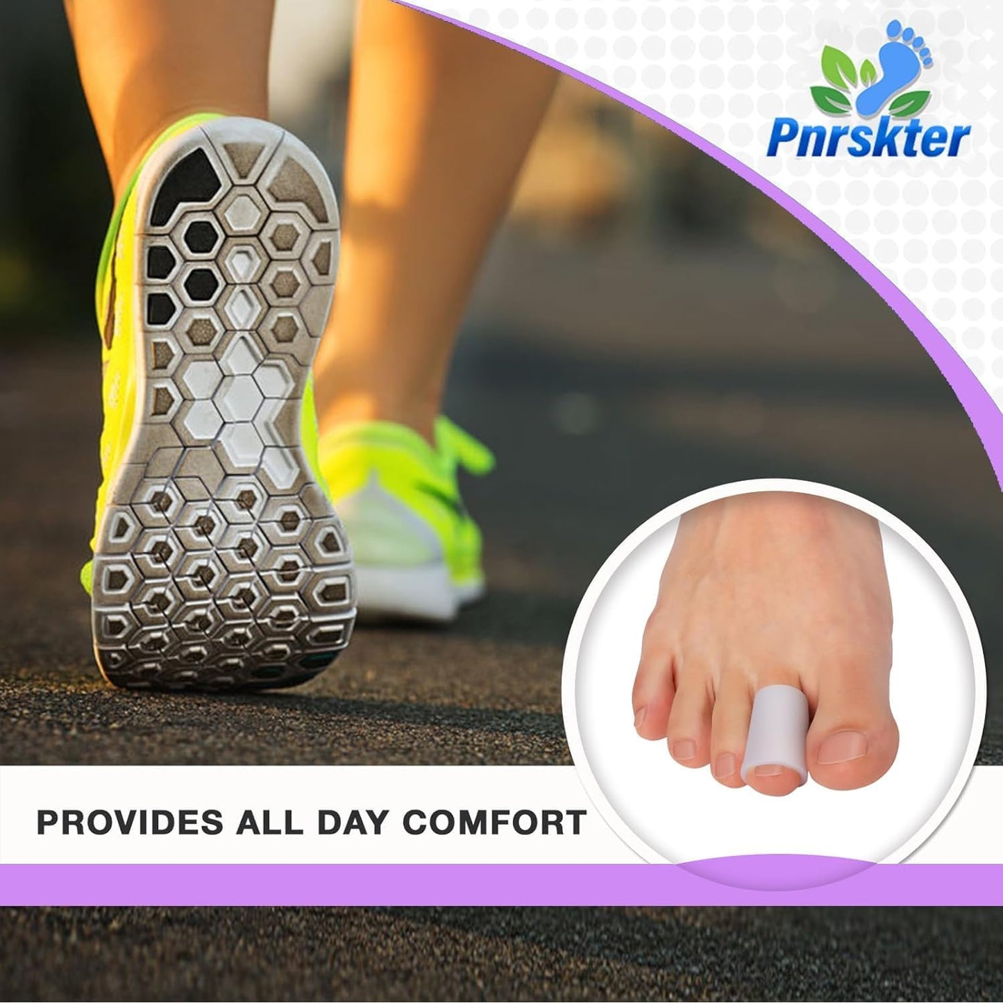 Pnrskter Gel Toe Protectors Caps - Open Toe Sleeves(20pcs-Medium), Toe Covers Toe Tubes for Blisters, Corns, Calluses, Hammer Toes, Rubbing, and Ingrown Toenails