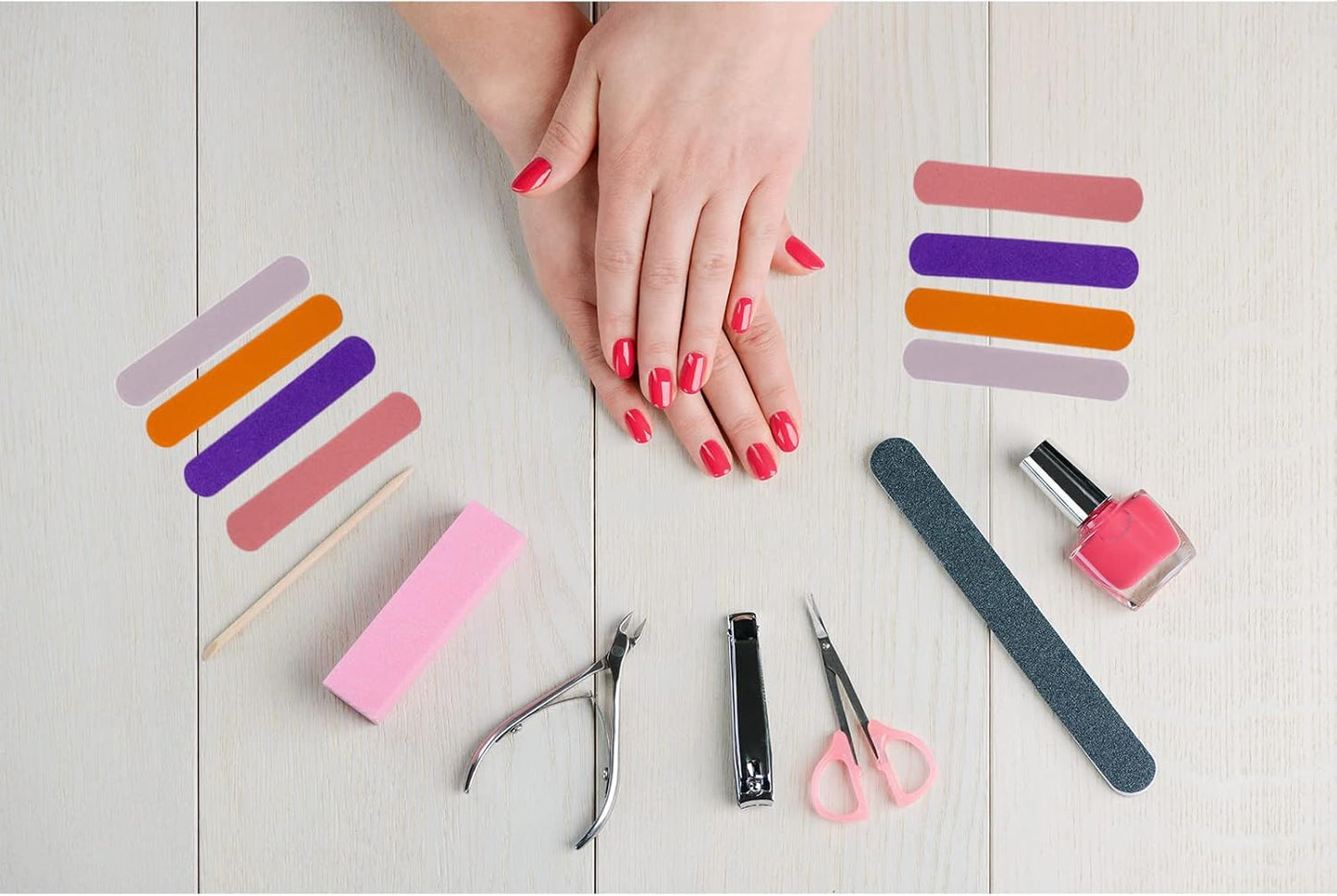 Mini Nail Files Bulk (400 Pcs), Double Sided Emery Board Nail File for Nature Nails, Manicure Tool Set Disposable Colorful Nail File for Home Salon Use Travel Size Men Women Kids Wood Board