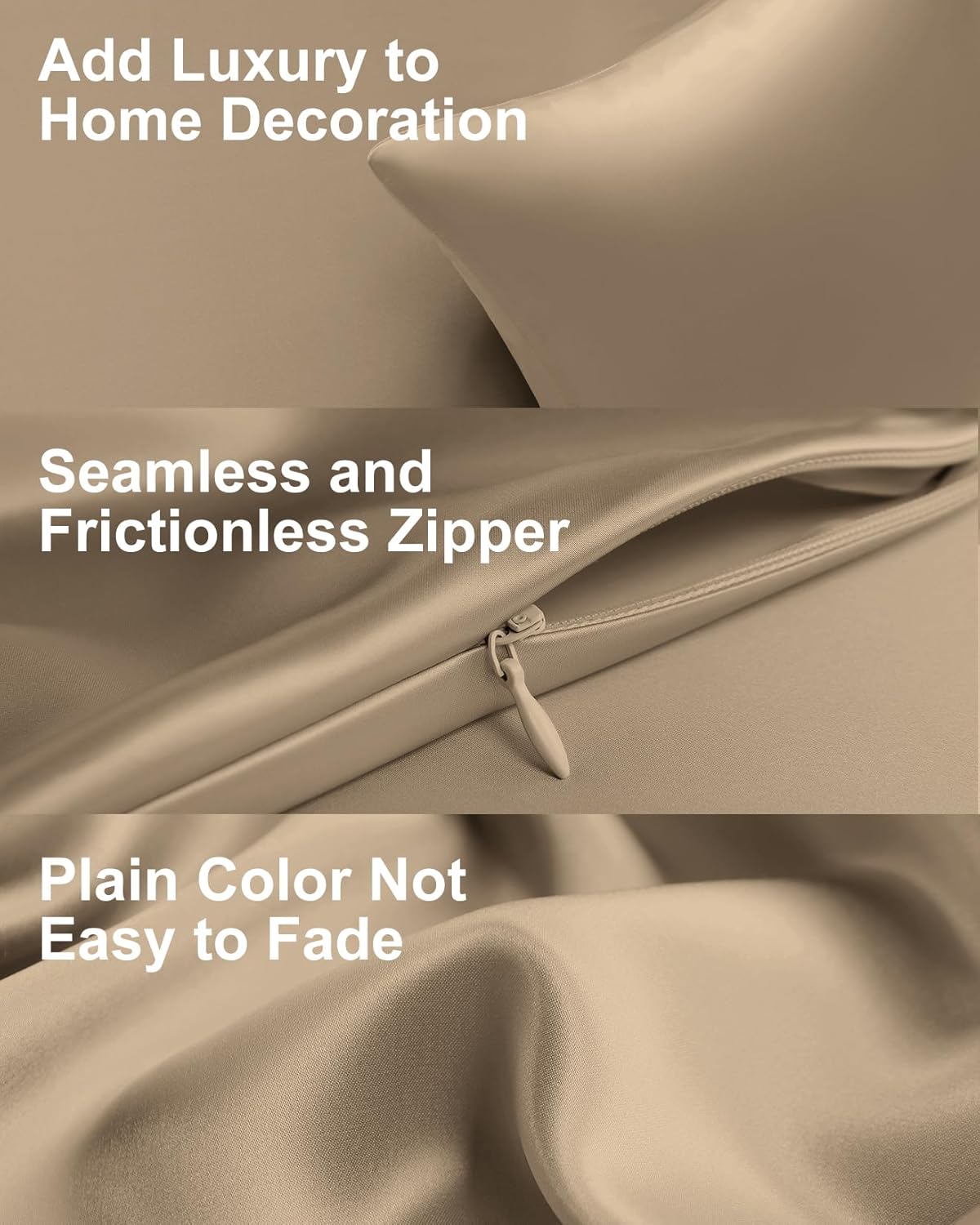 THXSILK 100% Mulberry Silk Pillowcase for Hair and Skin, Grade 6A+ Mulberry Silk Pillow Case, Natural Silk Pillow Case Cover with Zipper, 1pc(California King Size 20"x40", Taupe)