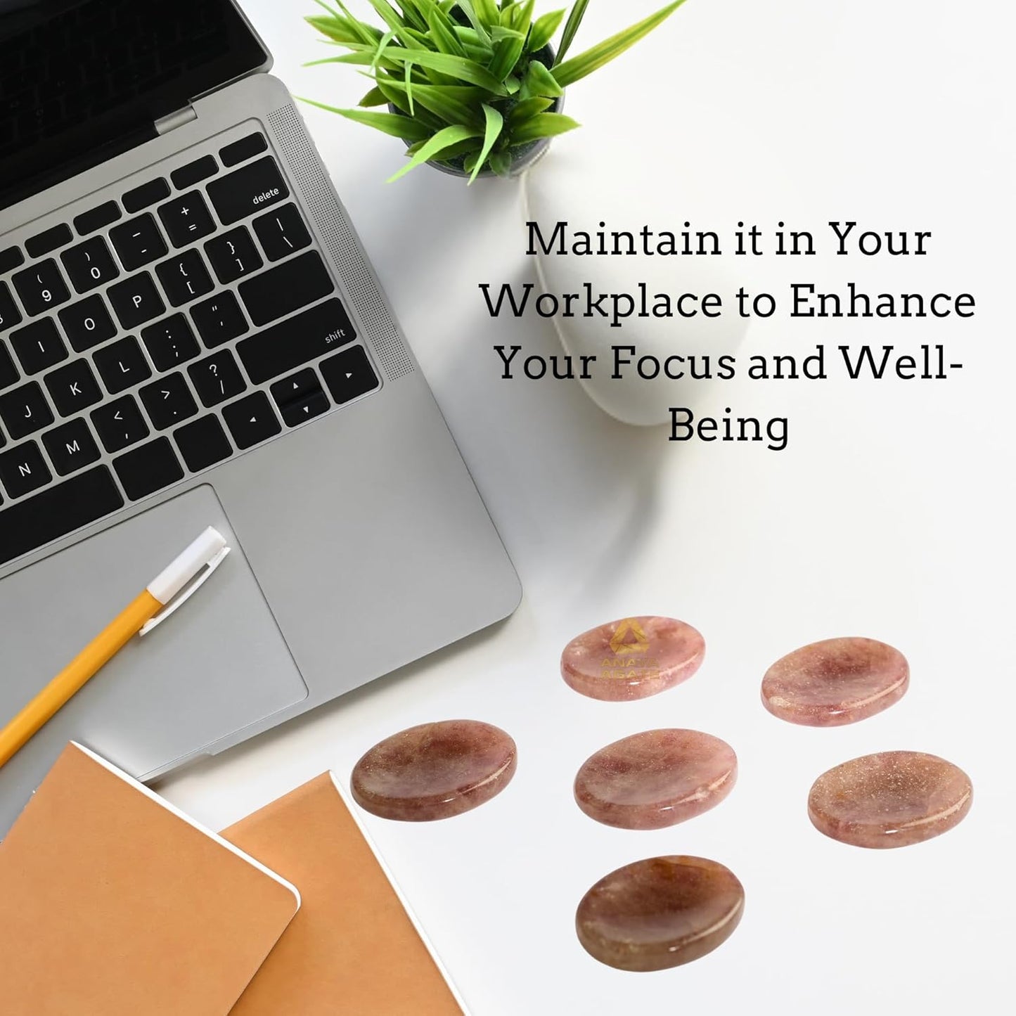 Strawberry Quartz Worry Stones – Crystal Thumb Worry Stone for Anguish, Stress – Relaxing and Soothing Balance Stones for Meditation, Stress Relief – Healing Stones and Crystals for Men and Women