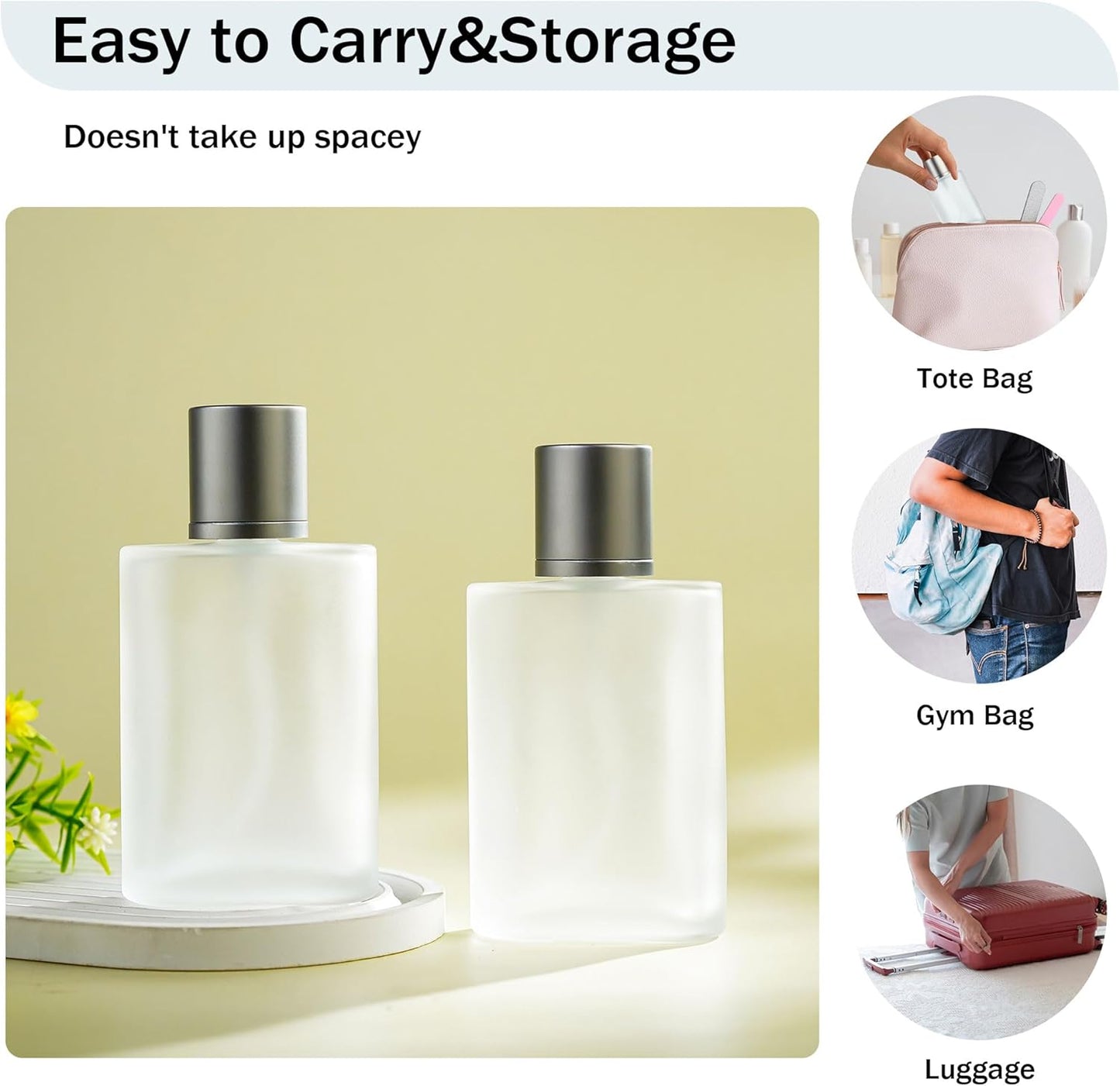 YU FENG Glass Perfume Bottles Empty Refillable Atomizer 2 Pack 100ml/3.4oz(Cylinder)