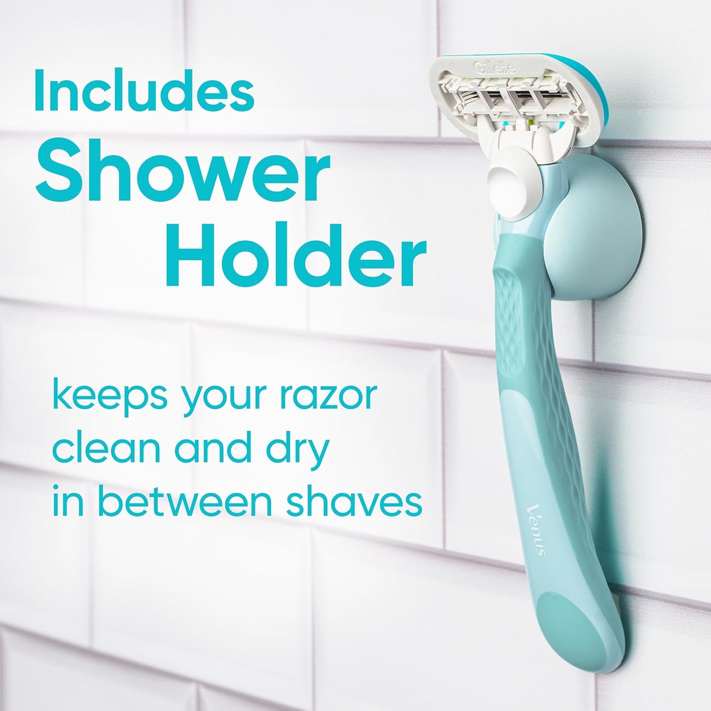 Gillette Venus Extra Smooth Razor for Women, Includes 1 Reusable Razor Handle + 4 Refills, 5-Bladed, Ergonomic No-Slip Gel Handle and Shower Holder