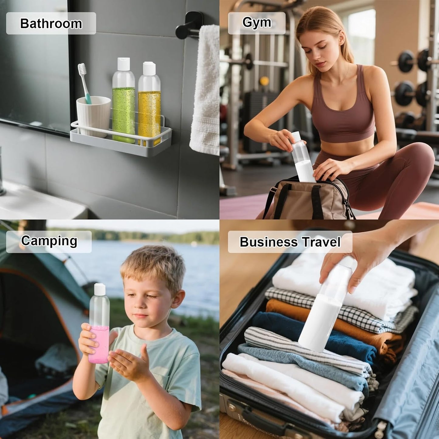 20 Pack 8 oz Clear Plastic Bottles with White Disc Caps Refillable Empty Squeeze Containers Cosmetic Bottles for Toiletries Conditioner Shampoo Lotions Gels