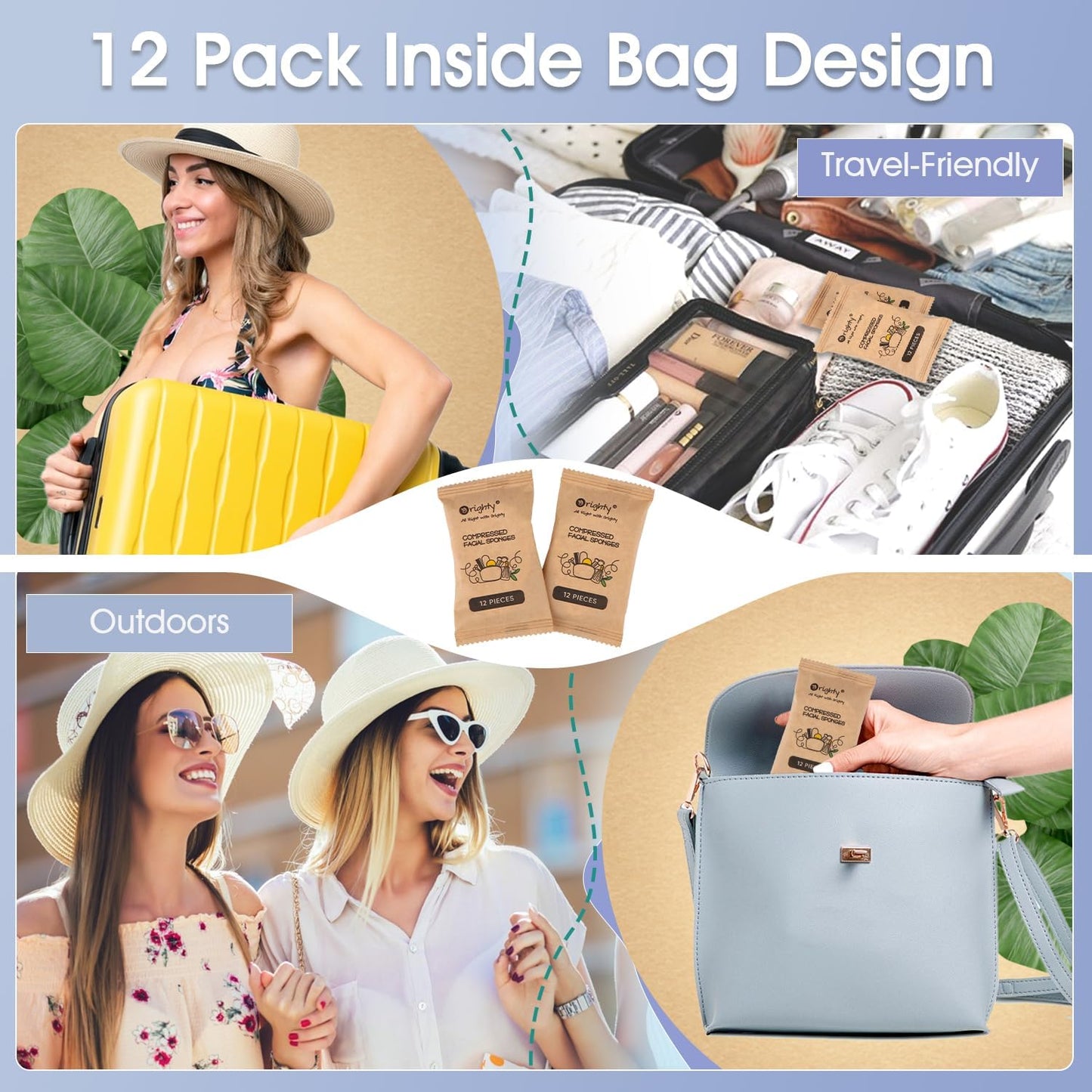 ORIGHTY 96 Count Facial Sponges for Cleansing, 100% Natural Cellulose Facial Sponges for Washing face, Compressed Cosmetic Spa Face Sponge for Exfoliating Mask, Makeup Removal, White